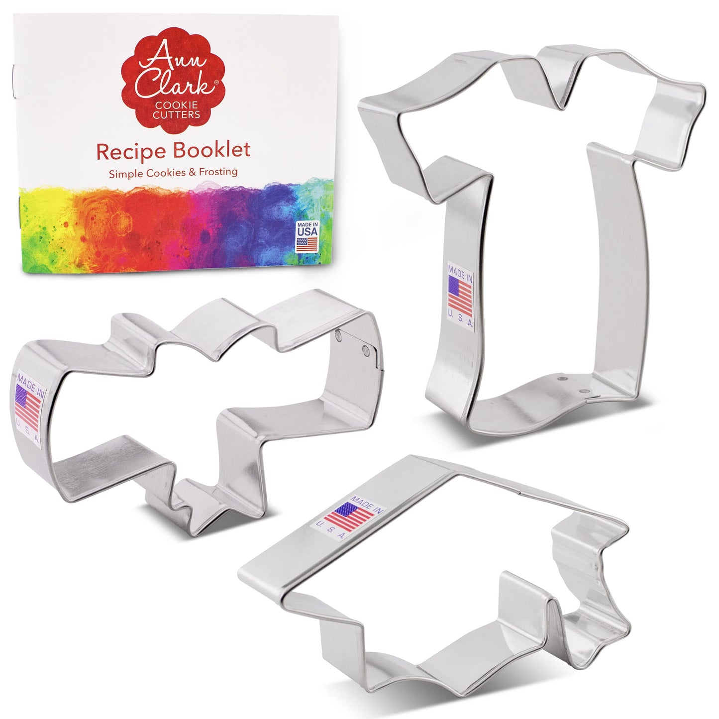 Graduation Cookie Cutters 3-Pc. Set Made in the USA by Ann Clark, Graduation Cap, Diploma, Graduation Gown
