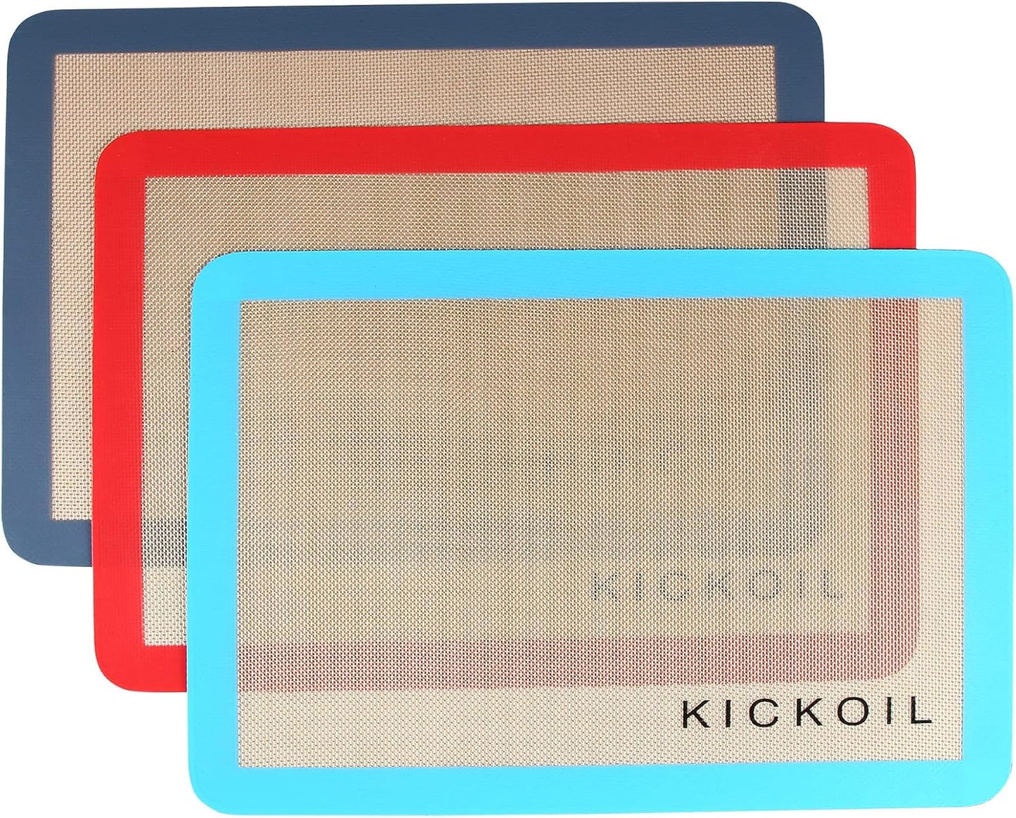 Small Silicone Baking Mats Quarter Sheet Non Stick Reusable Silicone Oven Liners, BPA Free, Food Grade Baking Mats for Cookies, Macarons Bread & Pastry, Toaster Pad Set of 3 Pack 11.6'' x 8.5''