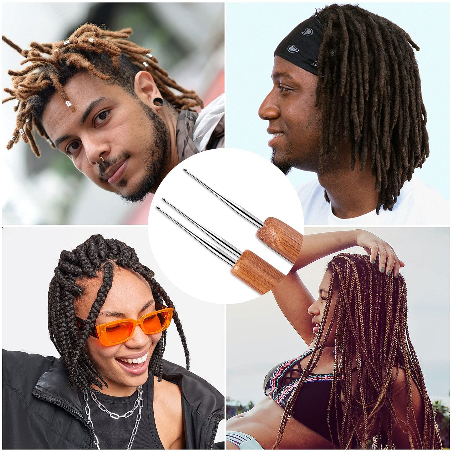 Dreadlocks Crochet Hooks, Crochet Hooks for Dreadlocks, Dread Locks Crochet Loc Needle for Braid Craft 0.5mm (1 Hook and 2 Hooks)