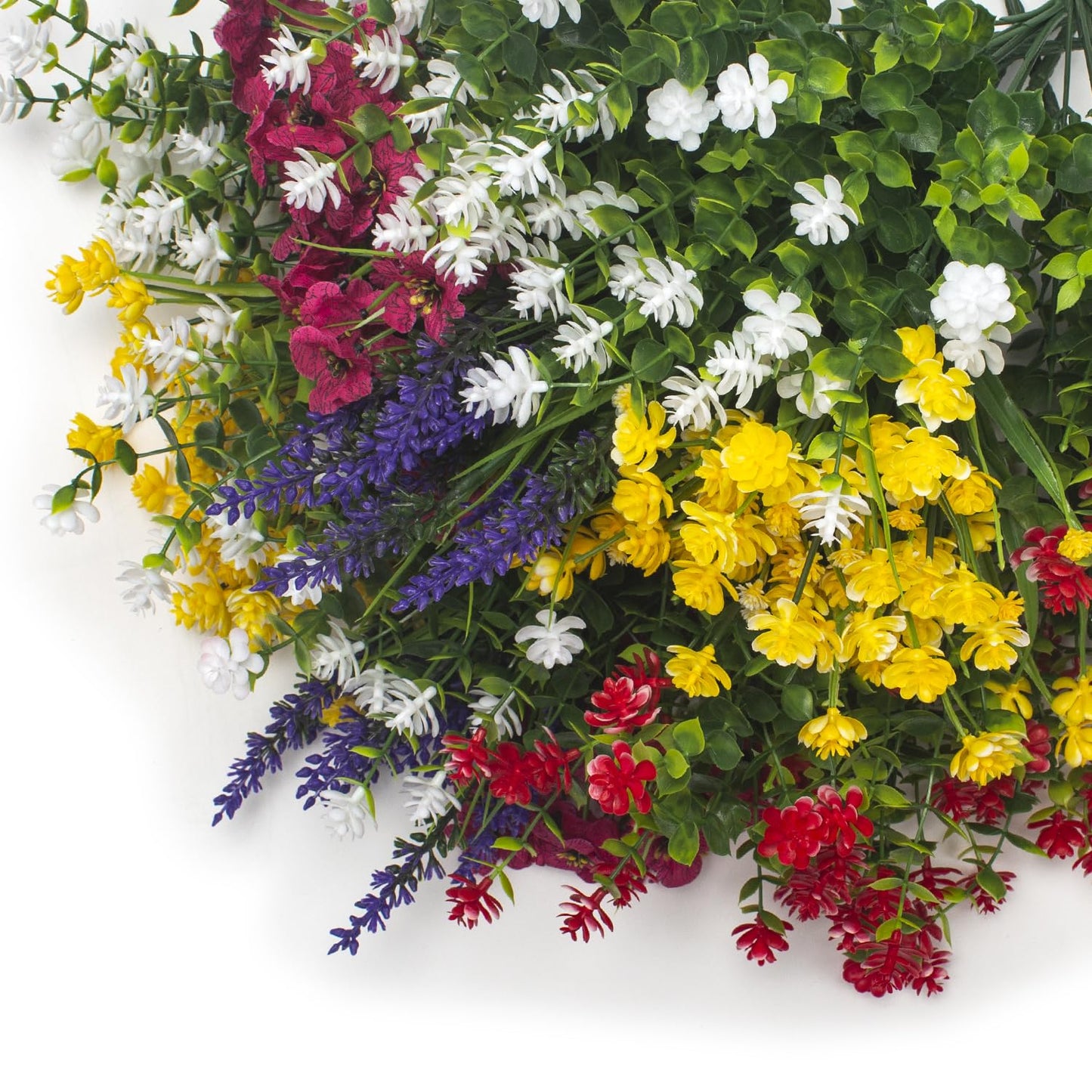 Grunyia 20 Bundles Artificial Flowers for Outdoors, UV Resistant Fake Plants, Faux Plastic Flowers for Home, Window Box, Porch, Indoor, Cemetery, Fall, Summer Decor