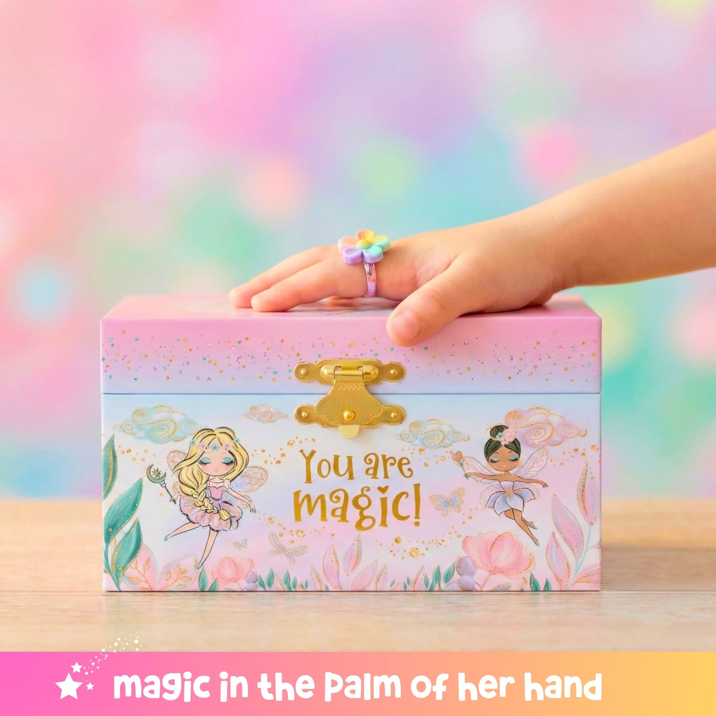 Giggle & Honey Musical Fairy Jewelry Box for Girls - Kids Music Box with Spinning Fairy and Mirror, Princess Birthday Gifts for Little Girls, Childrens Jewelry Boxes for Ages 3-10 - 6 x 4.7 x 3.5 in