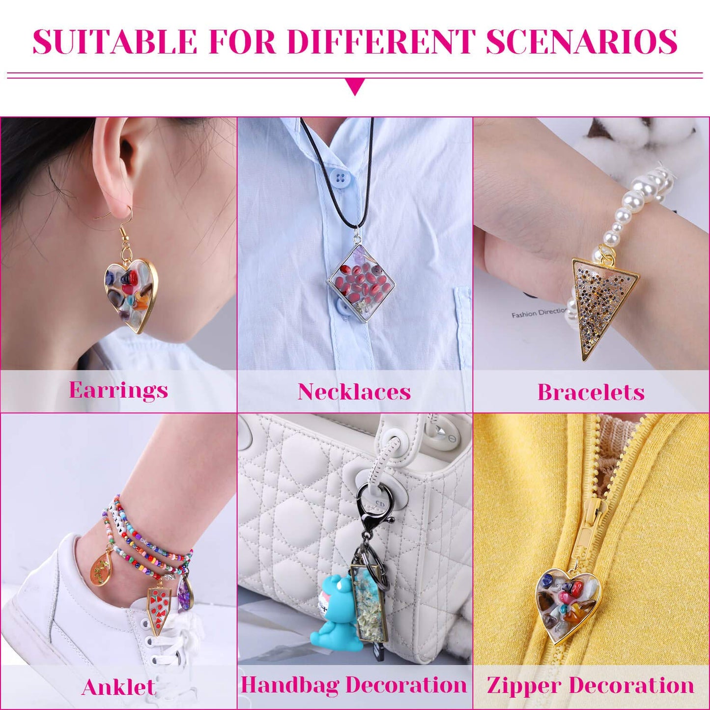 Shynek 60Pcs Hollow Frame Pendants Resin Craft Bezels Jewelry Molds for Resin Casting, Necklaces Earrings Making Supplies