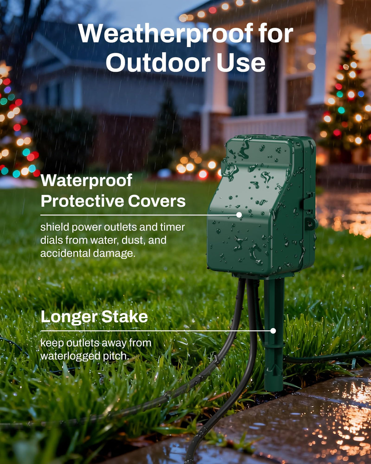 BN-LINK Outdoor Power Stake Timer, 24-Hour Mechanical Timer, 6 Outlets