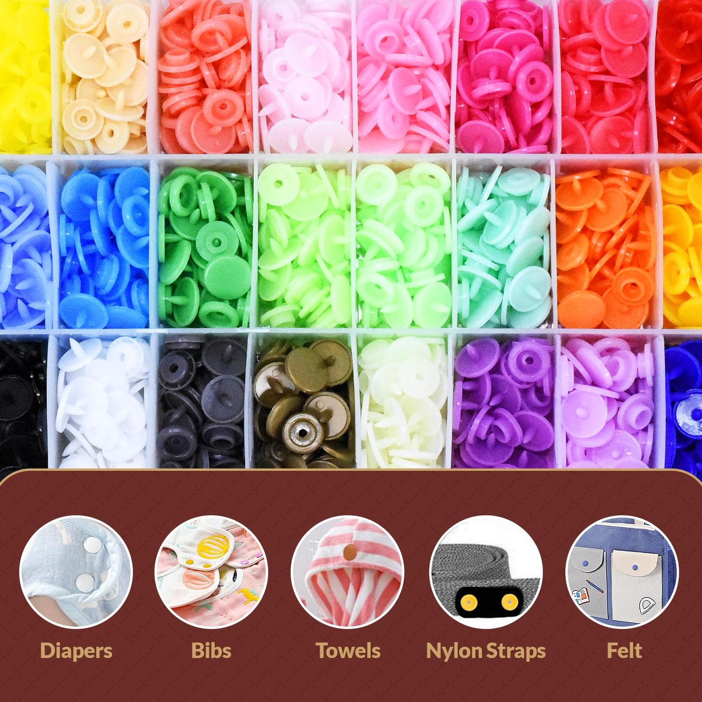 Size 20 12mm 1/2 Inch T5 Assorted No Sew Plastic Snaps Fasteners Buttons Kit with Press on Snap Tools Pliers for Sewing Fabric and Clothes, 360 Sets