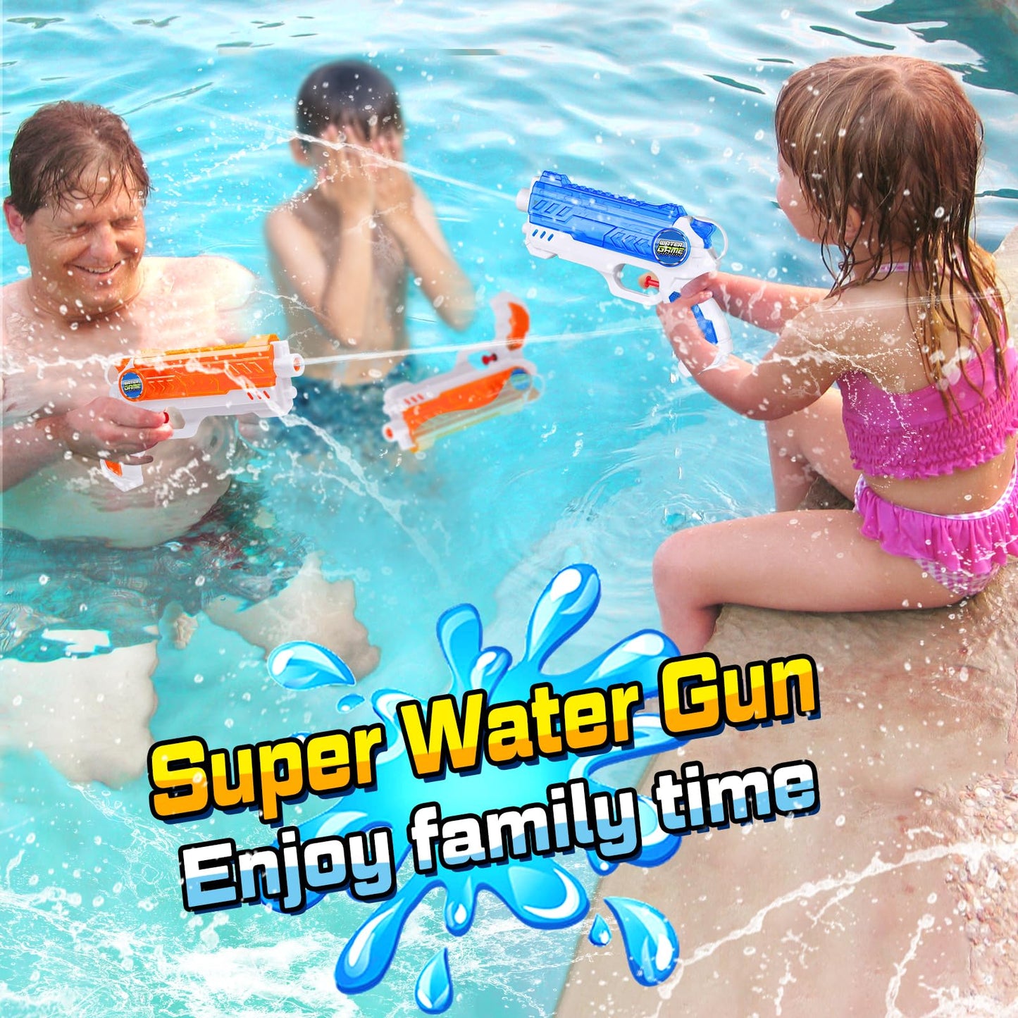 Quanquer 2 Pack Water Guns for Kids - 300cc Squirt Water Pistol Blaster Gun with Trigger for Boys Girls Toddlers, Summer Party Favors for Outdoor Swimming Pool Beach Water Fighting