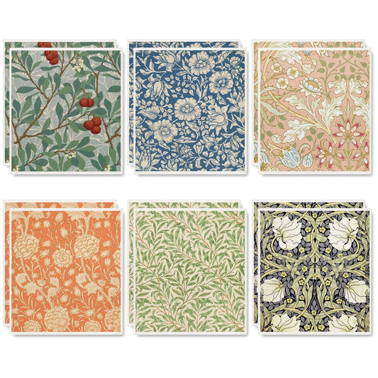 12 Pcs William Morris Floral Swedish Dishcloths Vintage Greenery Flower Kitchen Towels Reusable Cotton Absorbent Dish Towels for Home Housewarming Cleaning, 7 x 8 Inch