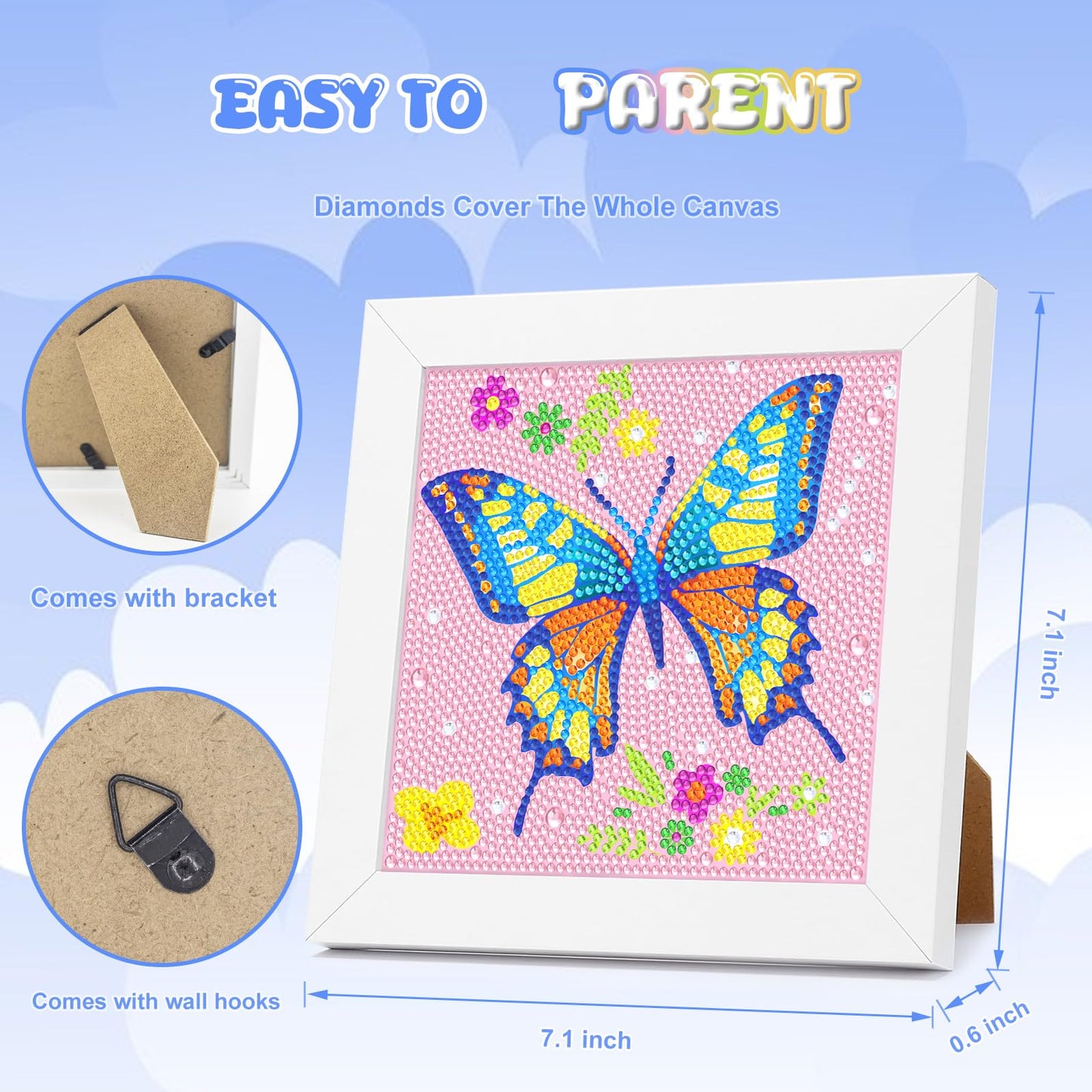 Diamond Art Kits for Kids - Crafts for Girls 8-12 - Diamond Art Painting with Wooden Frame - Arts and Crafts for Kids Ages 4-6 8-10 - GEM Art Supplies Dots for Adult Beginners Home Wall Decor Gifts