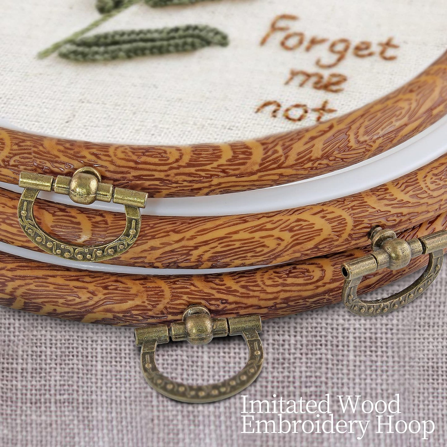 3 Pieces 6.7 Inch Embroidery Hoop Set Imitated Wood Display Frame Embroidery Hoops Circle Cross Stitch Hoop Ring for Art Craft Sewing and Hanging Ornaments Decor