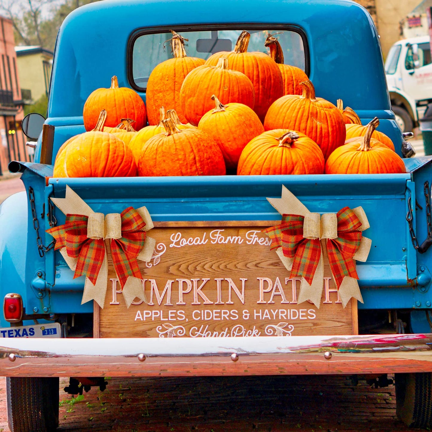 SIMISI RIBBON Fall Bows for Wreaths Orange Buffalo Plaid Burlap Bow for Thanksgiving Tree Topper, Home Indoor Outdoor Decorations (9.5 x 13 inch)