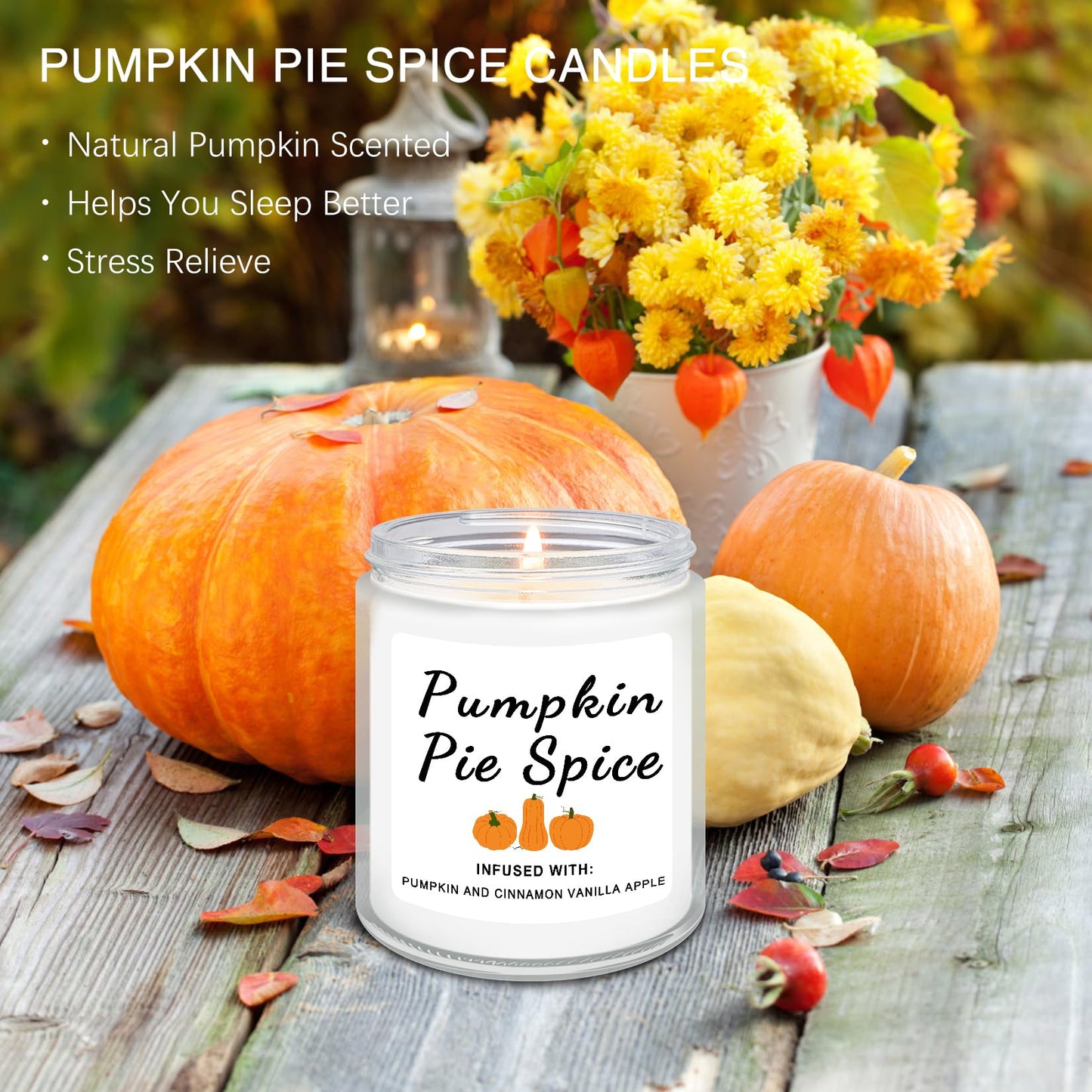 Fall Candles, Pumpkin Cinnamon Spice Candle, Fall Decor, Fall Decor Candles for Home, Fall Decorations for Home, Fall Pumpkin Cinnamon Spice Scented Candles - 9 Oz Fall Candles Gifts for Women