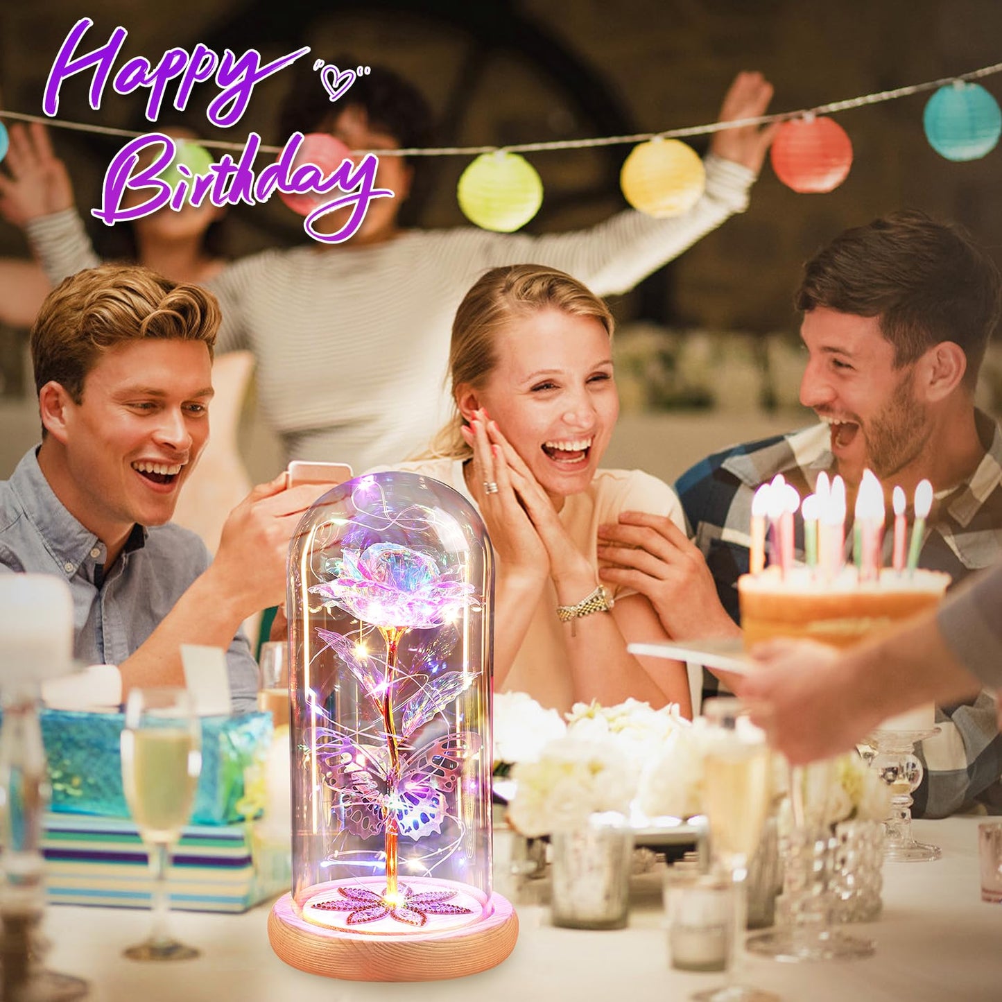 Beferr Mothers Day Rose Gifts for Mom Galaxy Glass Roses Preserved Forever Flowers for Delivery Light Up Rose in Glass Dome Anniversary Birthday Gifts for Women Grandma Wife Her Daughter Girlfriend