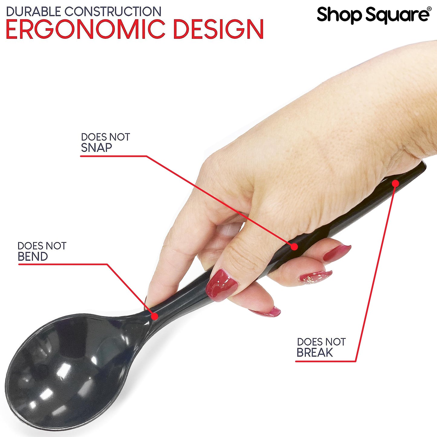 Disposable Plastic Serving Utensils - Set of 18 Black Plastic Utensils, 6 Each 6" Serving Tongs, 10” Serving Spoons, 10” Serving Forks, Buffet Serving Utensils, Party Utensils