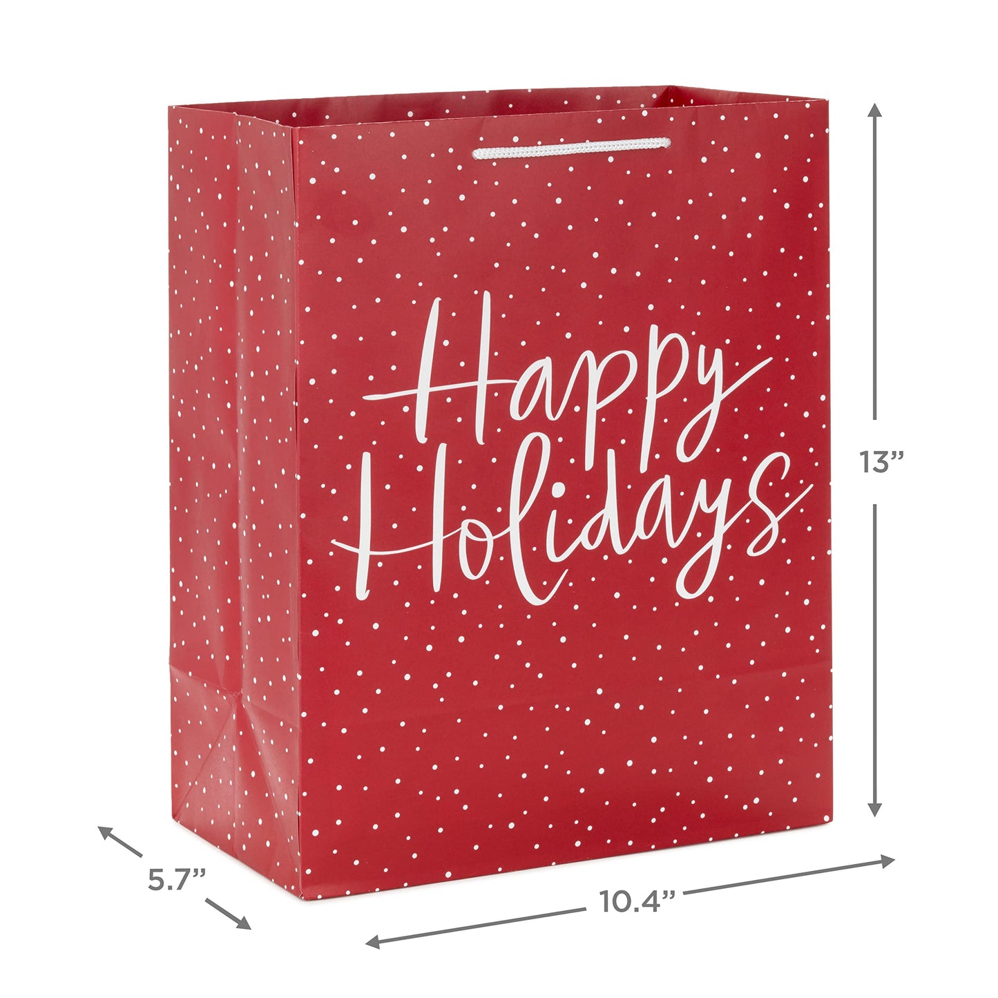 13" Large Christmas Gift Bag Bundle (3 Bags: Joy Wreath on Gray, Rustic Santa with Tree, Happy Holidays on Red) for Friends, Family, Teachers, Coworkers