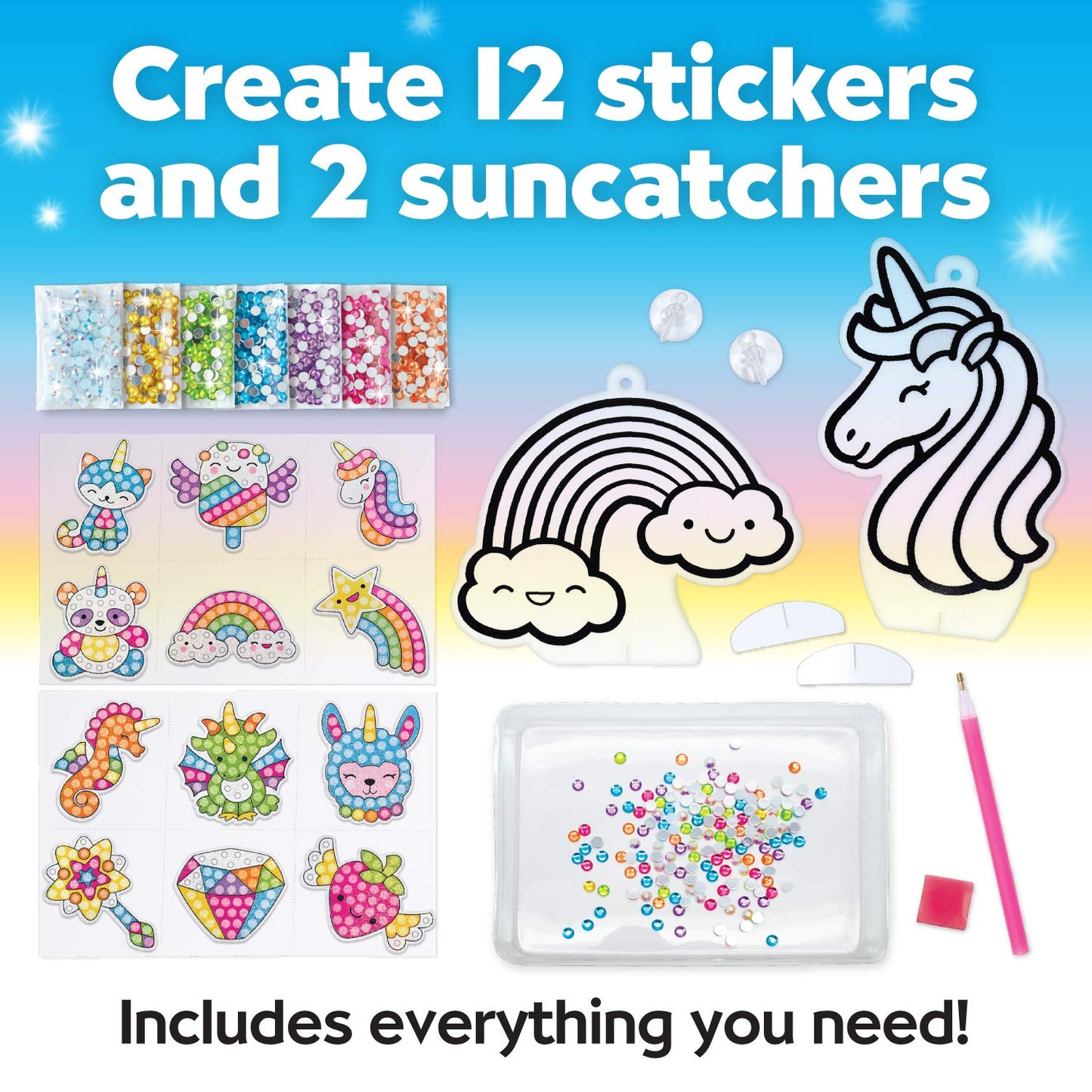 Creativity for Kids Big Gem Diamond Painting Kits: Magical Stickers and Suncatcher DIY Kit - Diamond Art for Kids, Unicorn Gifts for Girls Ages 6-8+