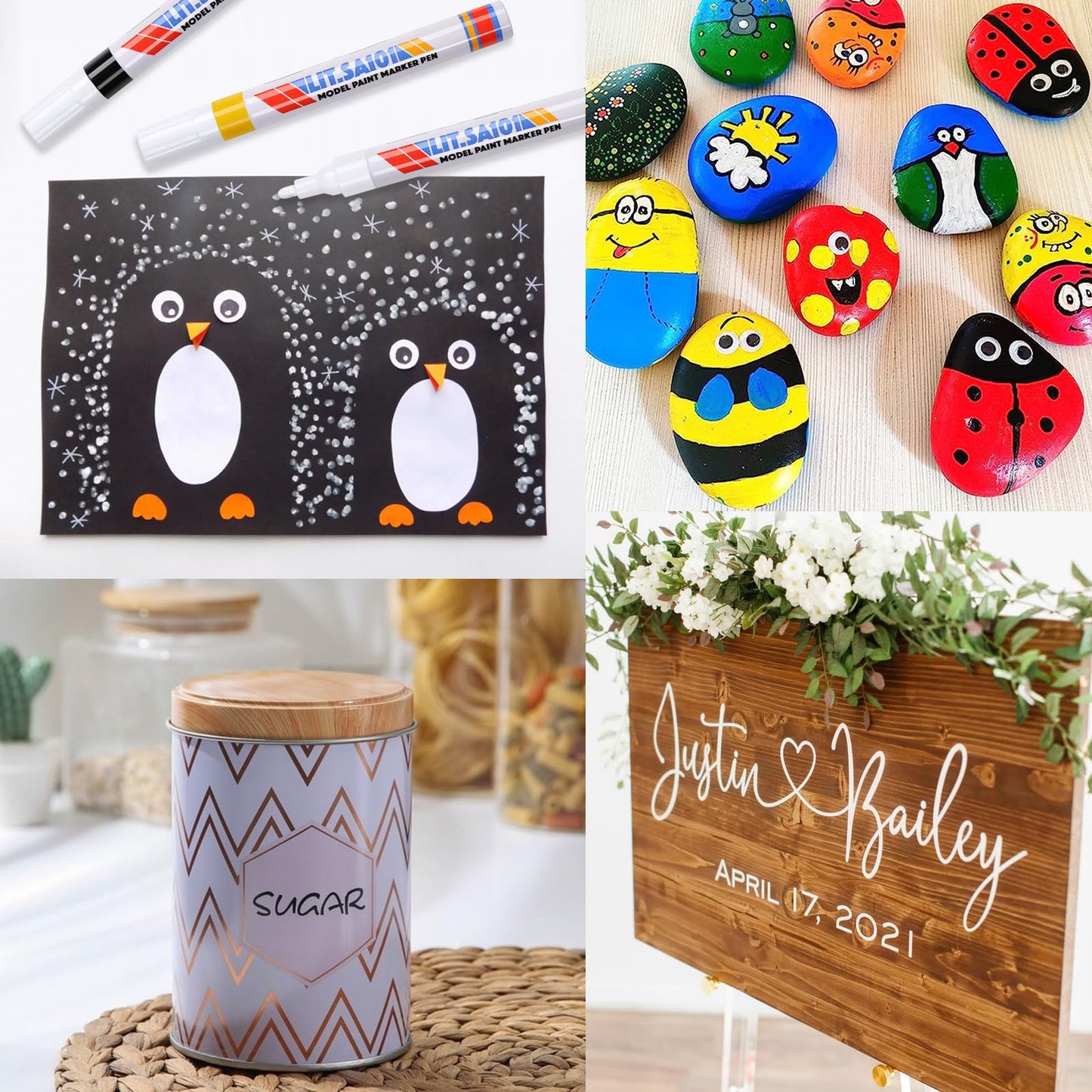 7 Pack Color Paint Pen, Oil Based Paint Marker, Medium Tip Permanent Paint Markers, Quick Dry Waterproof Paint Pens for Wood Crafts, Rock, Ceramic, Tire, Glass, Fabric, Metal, Canvas