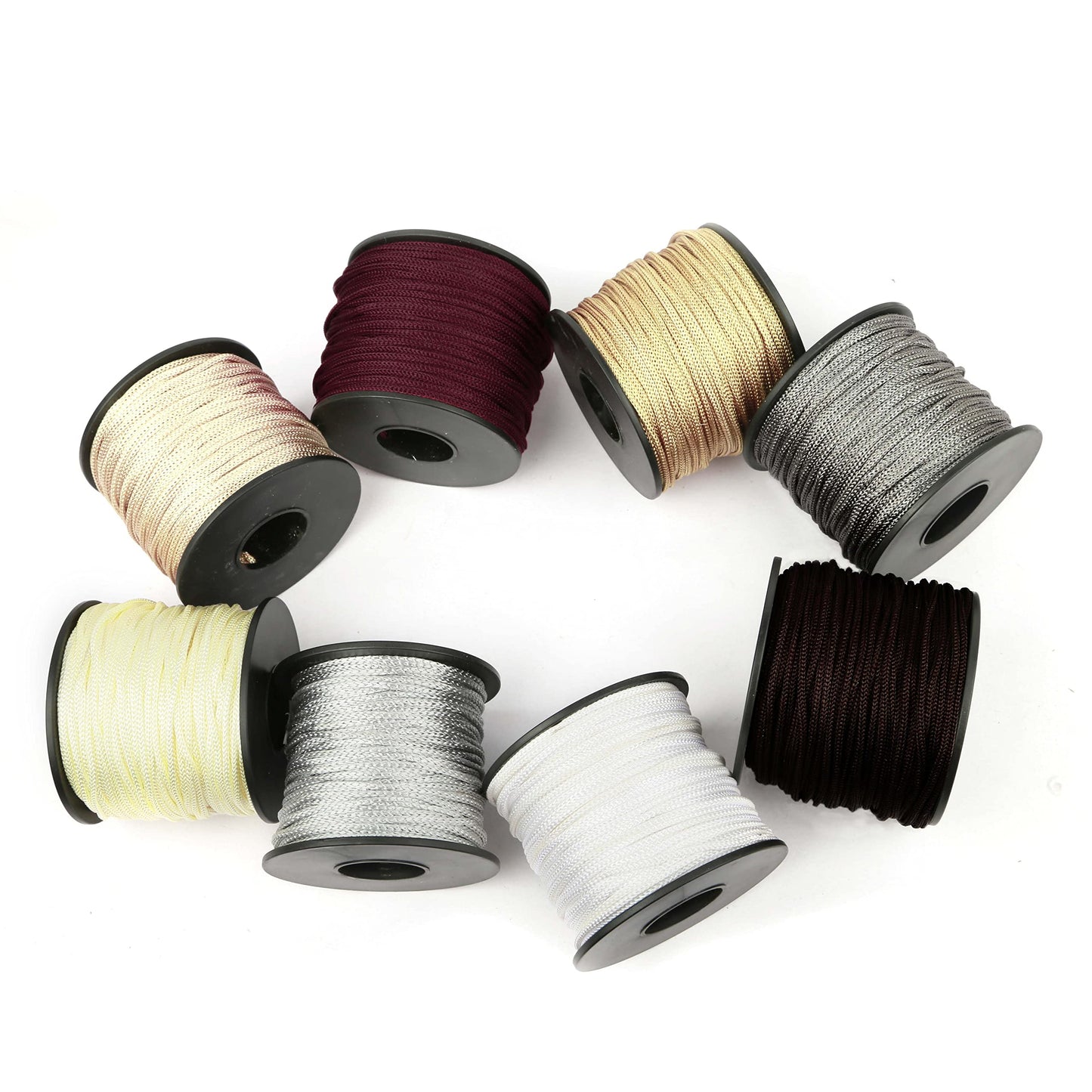 BEL AVENIR Nylon Satin Cord, 2mm 50 Yards Braided Lift Shade Cord for Necklace Bracelet String Cord, Blind Shade, Trim and Shoelaces (Gold)