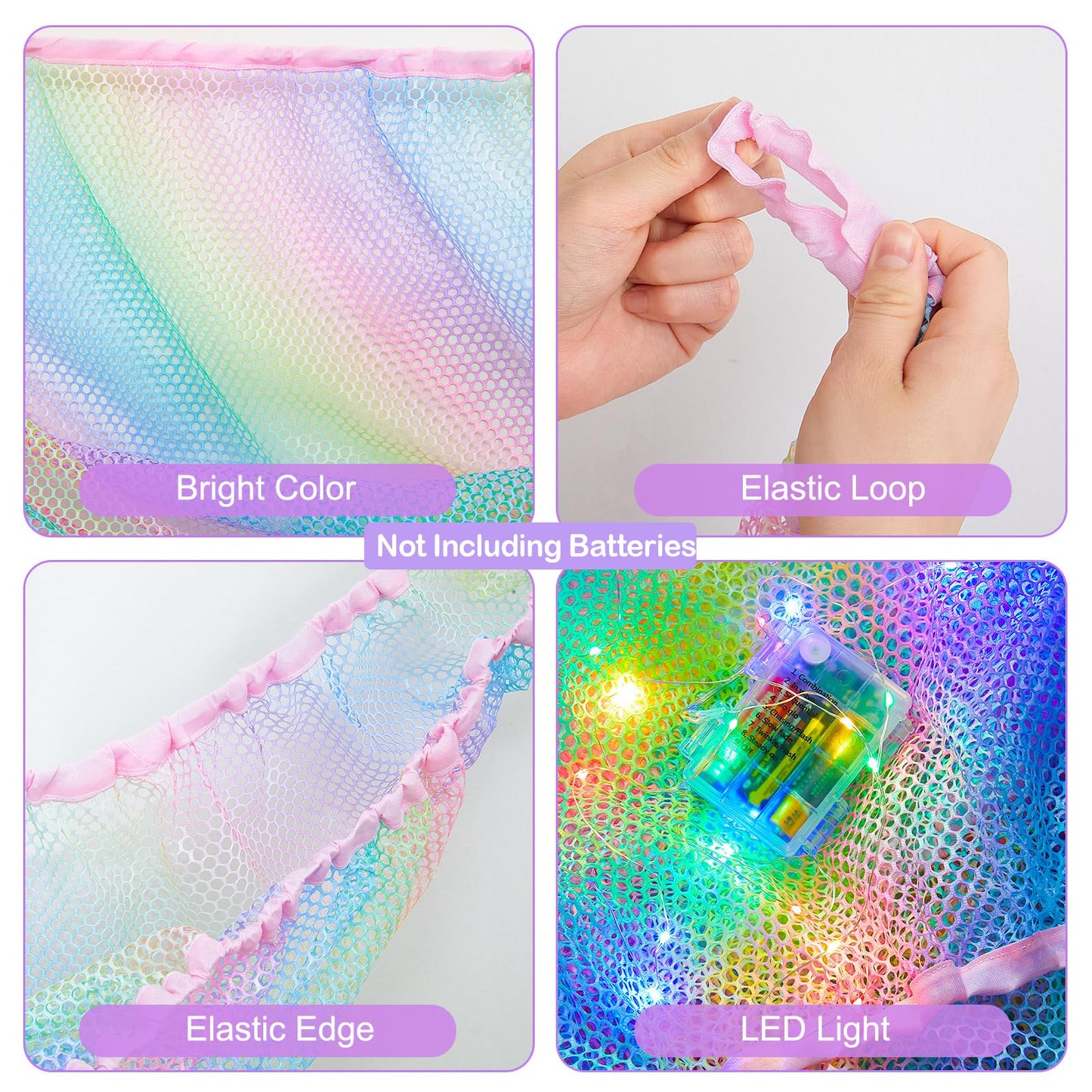 Stuffed Animal Net Hammock Kids Toy Storage with LED Light Plush Toy Organizer Corner Hanging Stuffed Animal Holder For Nursery Kids Girls Room Decor