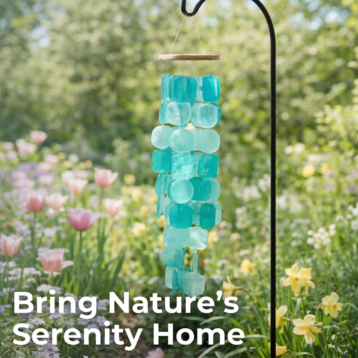 Solange & Frances Wind Chimes for Outside. Capiz Shell Wind Chime Outdoor Decor. Unique House Decor and Gifts for Women Who Have Everything. Ideal for Mom