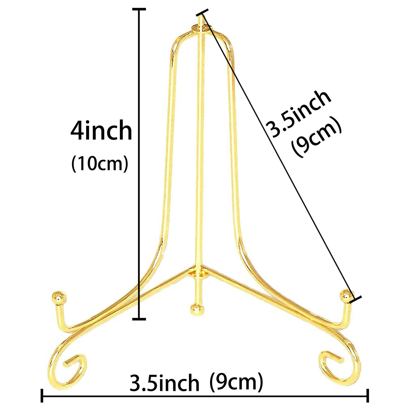Artliving (2 Pack 4" Iron Display Stand, Gold Small Iron Easel Plate Display Photo Holder Stand, Displays Card,Cookie, Decorative Plates,Artwork