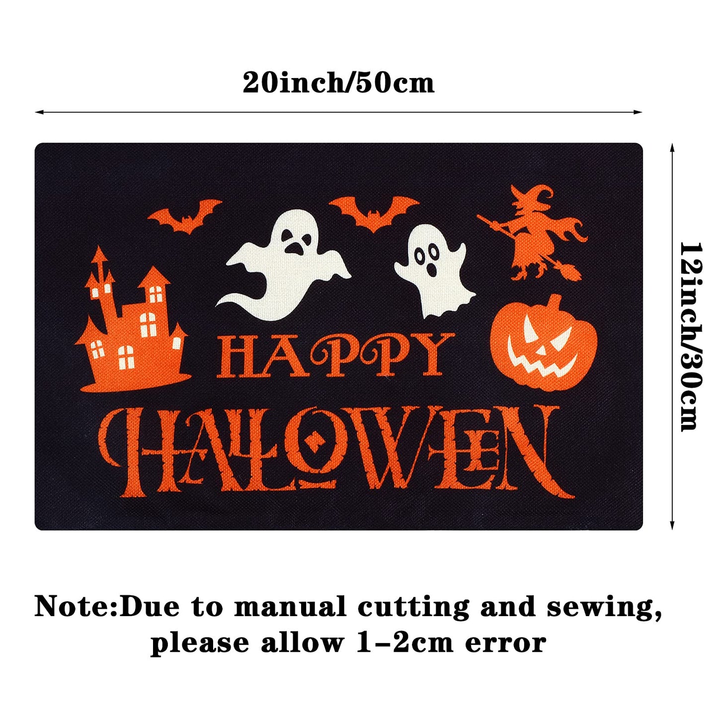 2 Pieces Happy Halloween Pillow Covers 20 x 12 Inch Trick or Treat Cushion Cover Rectangular Halloween Throw Pillow Cover Halloween Pillow Case Rectangular Pillowcase for Bed Sofa Home (Ghost)