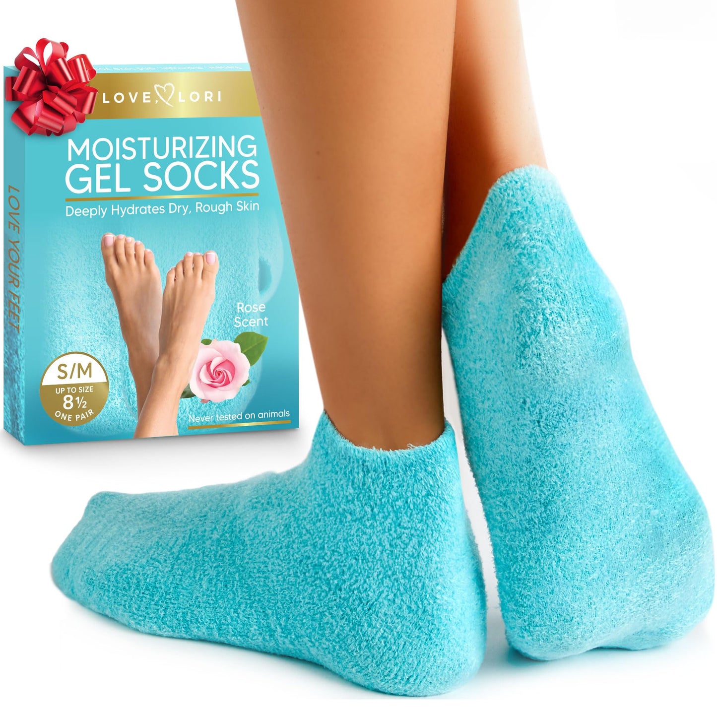 Socks (Up to Size 8.5) Gel Silicone Aloe Socks Spa Gifts Galentines Day Gifts - Infused with Vitamin E & JoJoba Oil - Self Care for Women