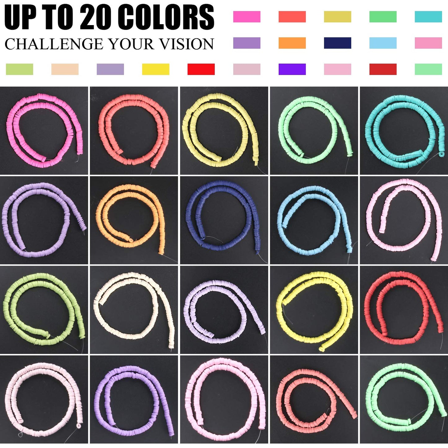 Clay Beads, 6700 Pcs Clay Beads for Bracelets Making Include Alphabet Letter Beads Round Heishi Jewelry Making Beads Flat Beads for Bracelets Making