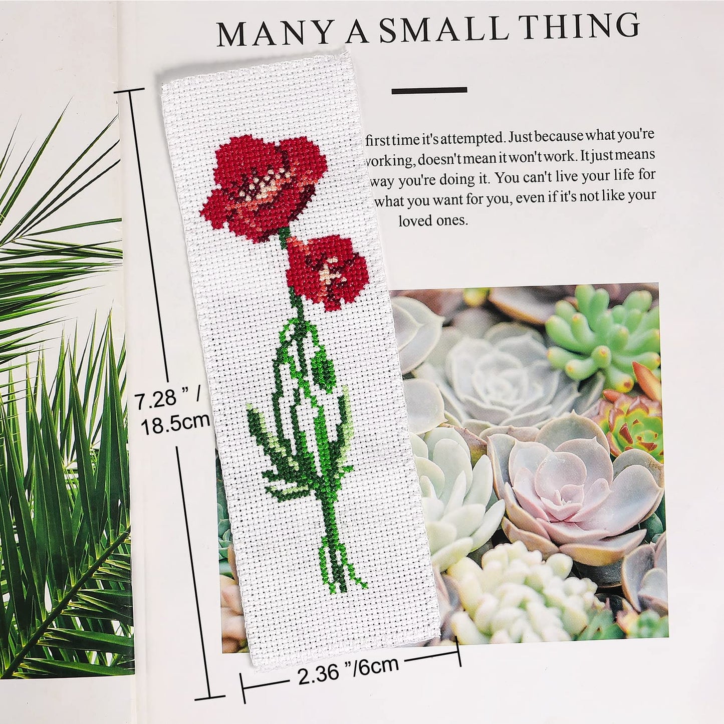 3 Pieces Cross Stitch Bookmark Kits, DIY Stamped Embroidery Bookmark Kit for Beginner Flower Patterns 14 Count Crossstitch Projects for Book Lovers