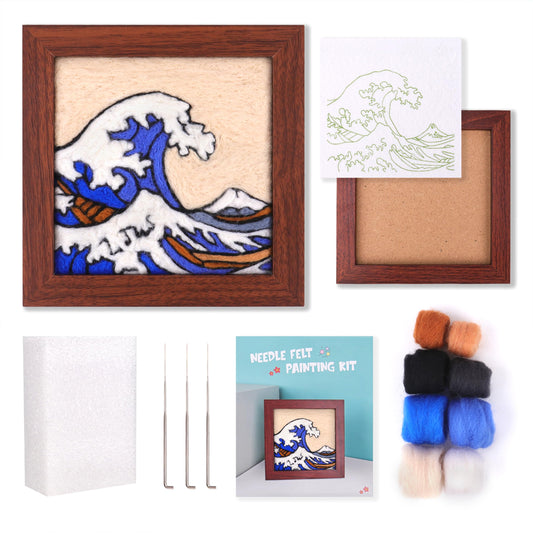 Needle Felting Kit for Beginners - Wool Felt Painting Gifts for Girls Kids Adults, The Great Wave…