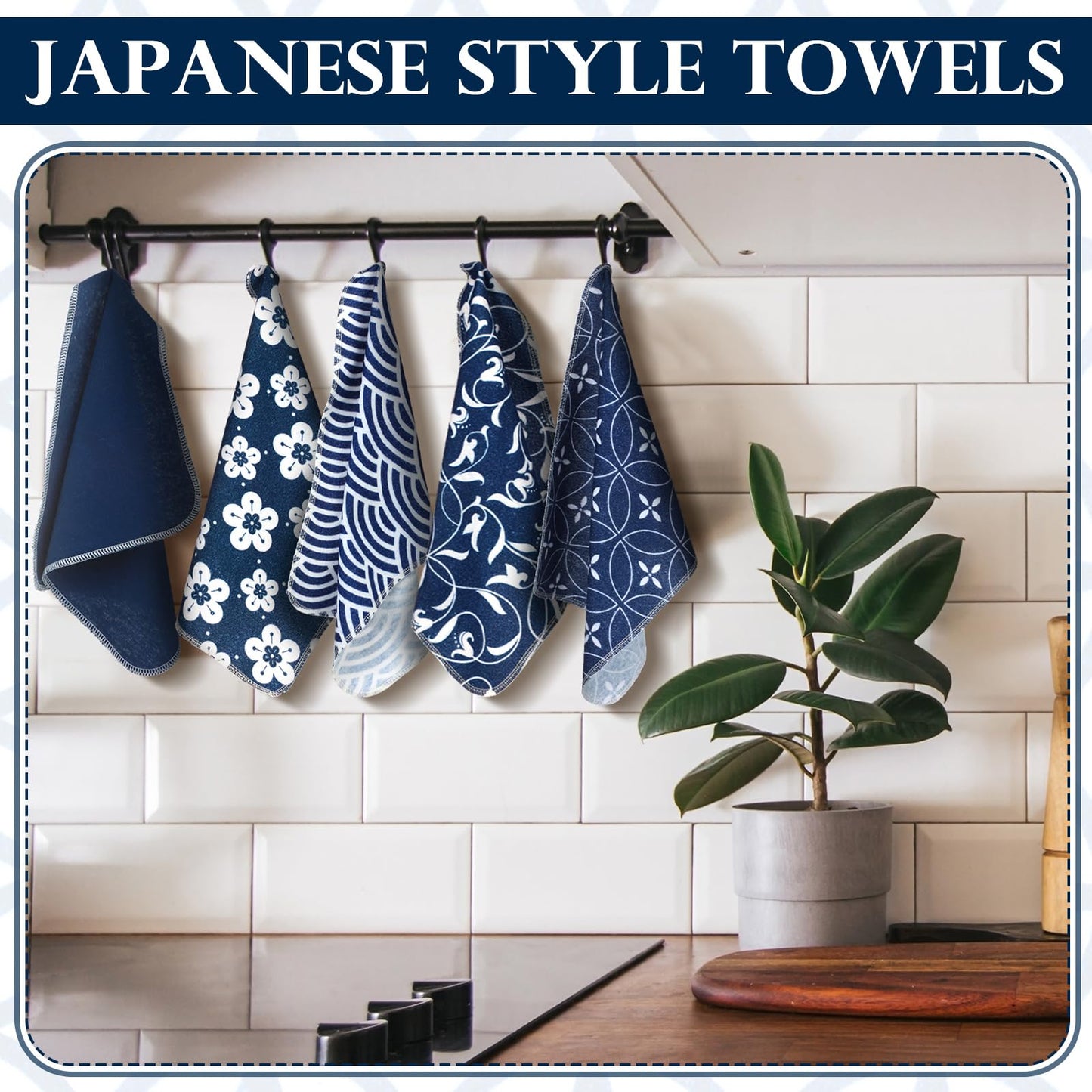 36 Pack Japanese Reusable Cleaning Cloths Washable Cotton Kitchen Towels for Home (Blue)