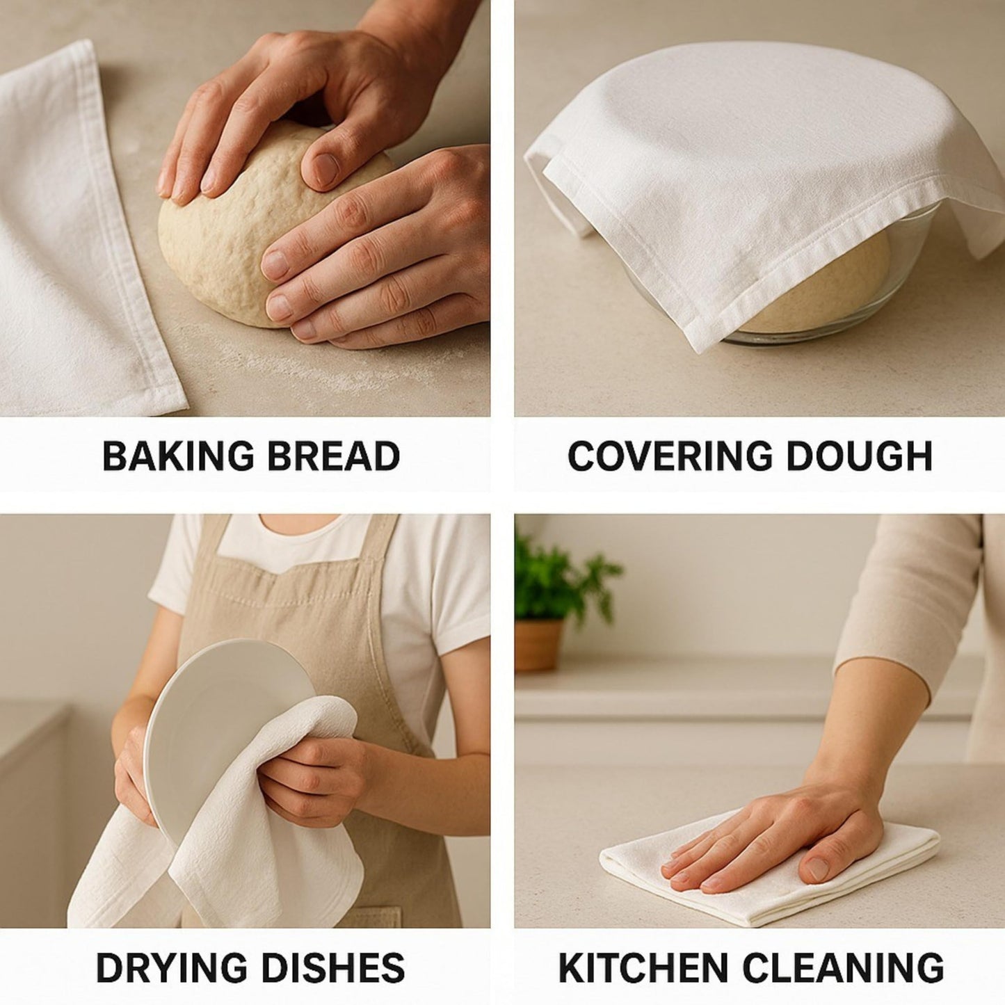 Flour Sack Towels | Tea Towel for Crafts | Kitchen Dish Cotton Blank Towel for Embroidery | Baking Bread Proofing Linen Cover | Thick Absorbent Quick Dry | 7 Pack 15"x25" Natural