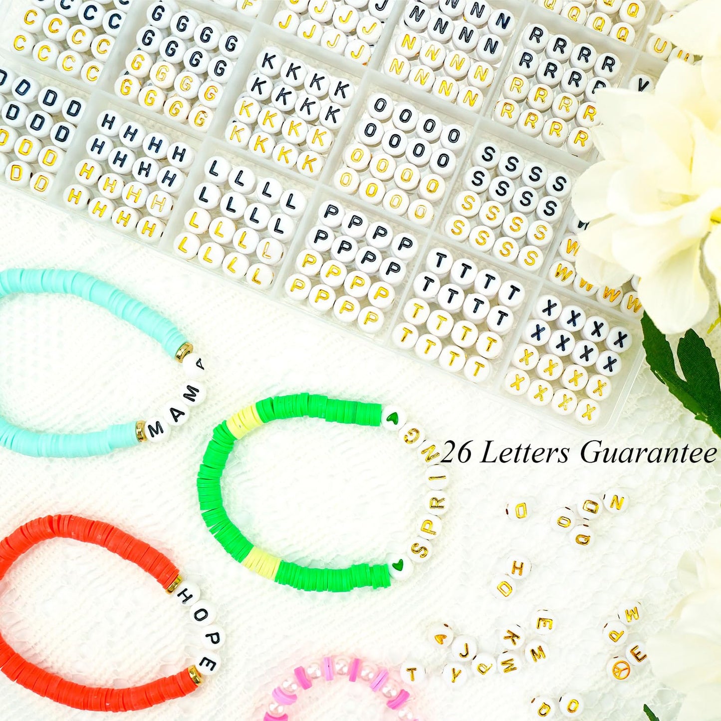 Friendship Bracelet Making Kit 96 Colors, 900pcs Letter Beads, 100pcs Number Beads, Gold Silver Spacer Beads Charms Clay Beads for Concert Friendship Bracelets Jewelry Polymer Heishi Beads