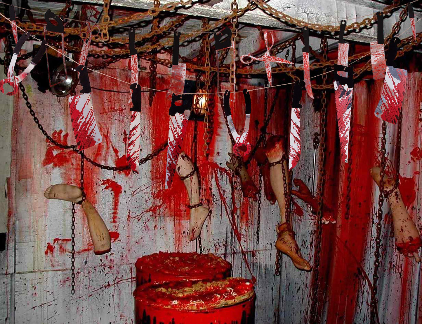 Moon Boat 4 Sets Bloody Garland Banner - Halloween Zombie Vampire Party Decorations Supplies