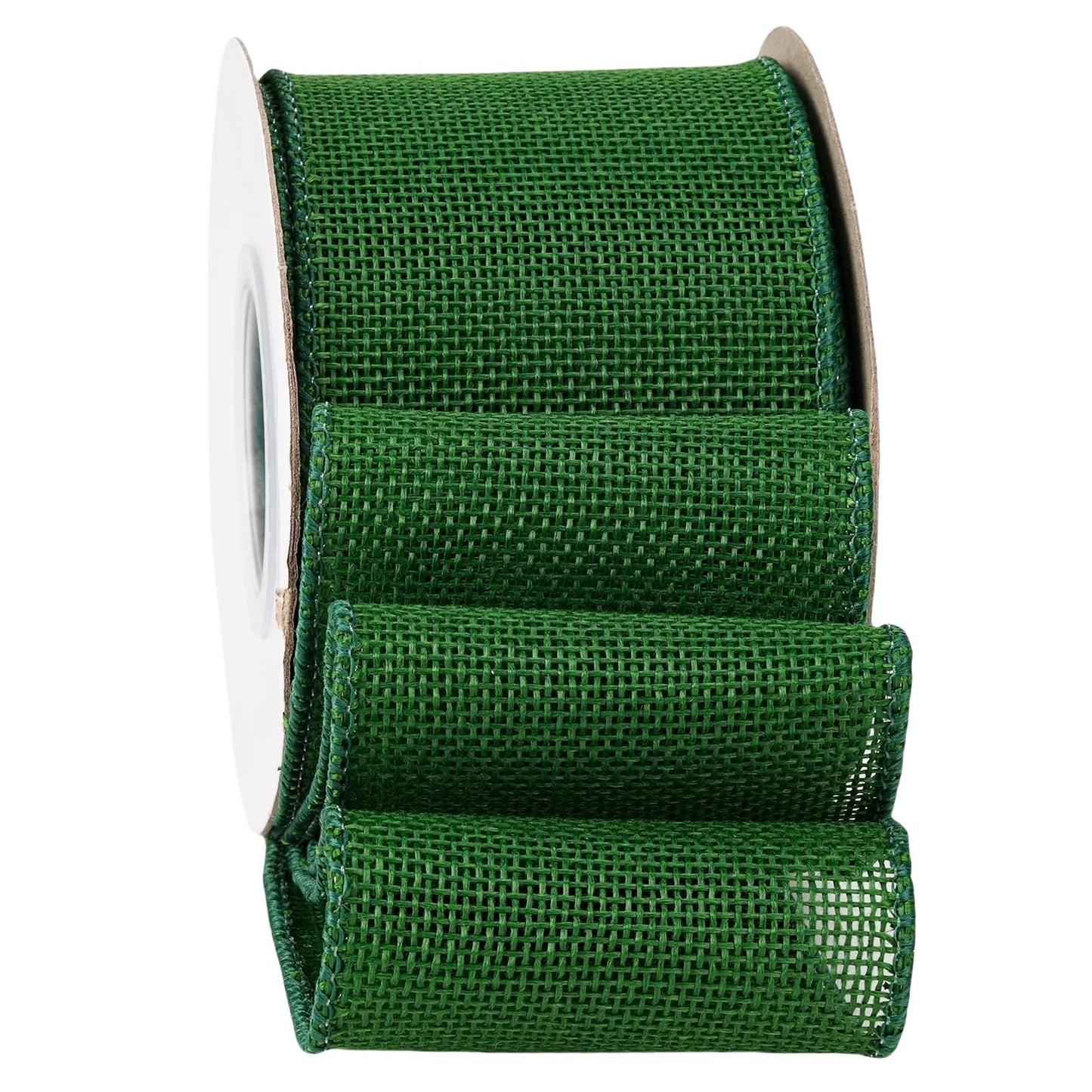 Green Burlap Wired Ribbon 2-1/2 Inch, Solid Ribbon with Wire Edge for St Patrick's Day Decoration, Big Bow, Outdoor Wreath, Gift Wrapping 10 Yards/Roll.