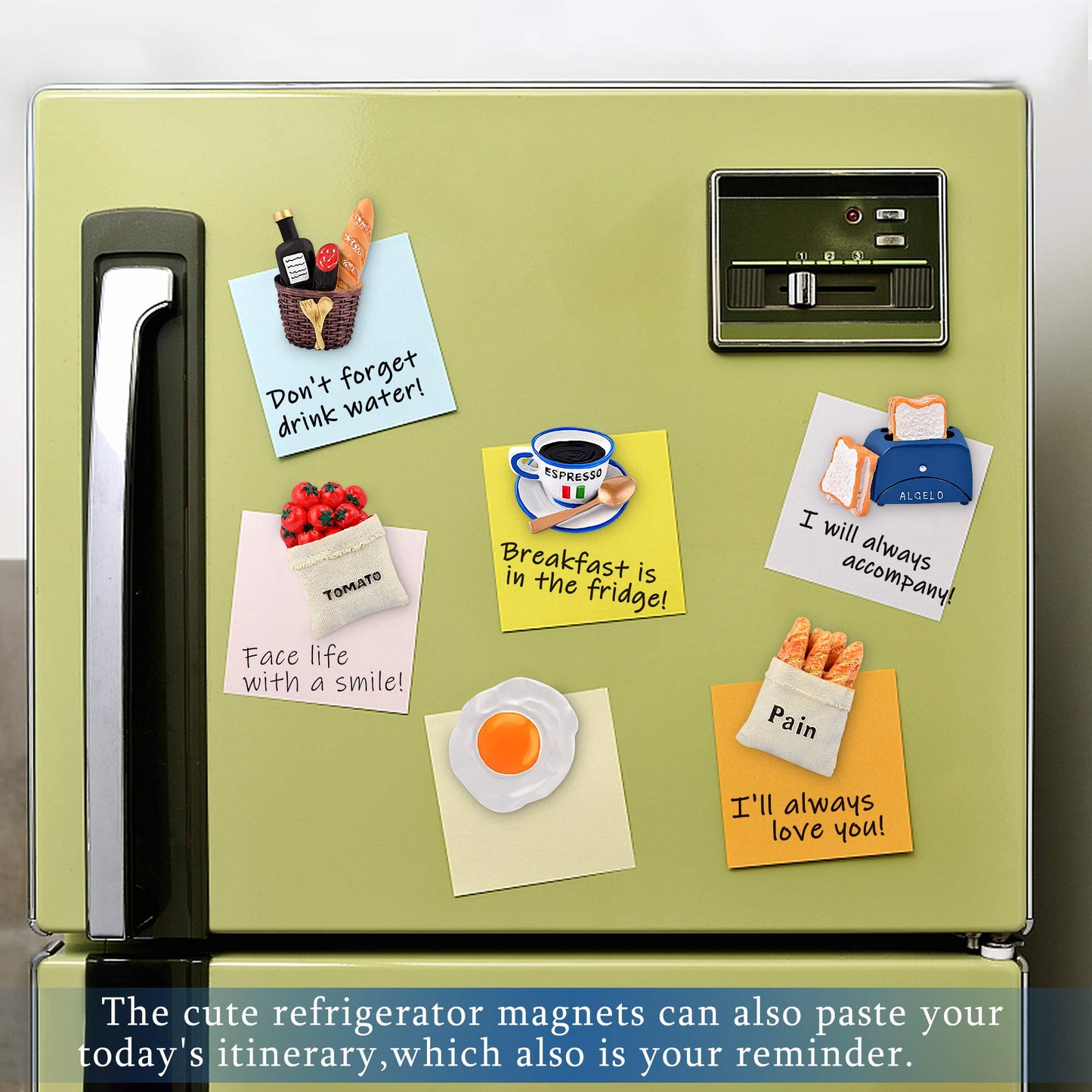 6pcs Cute 3D Resin Fridge Magnets - Creative Natural Food Shaped Magnets for Home Decor, Refrigerator, Magnetic Whiteboard or Blackboard