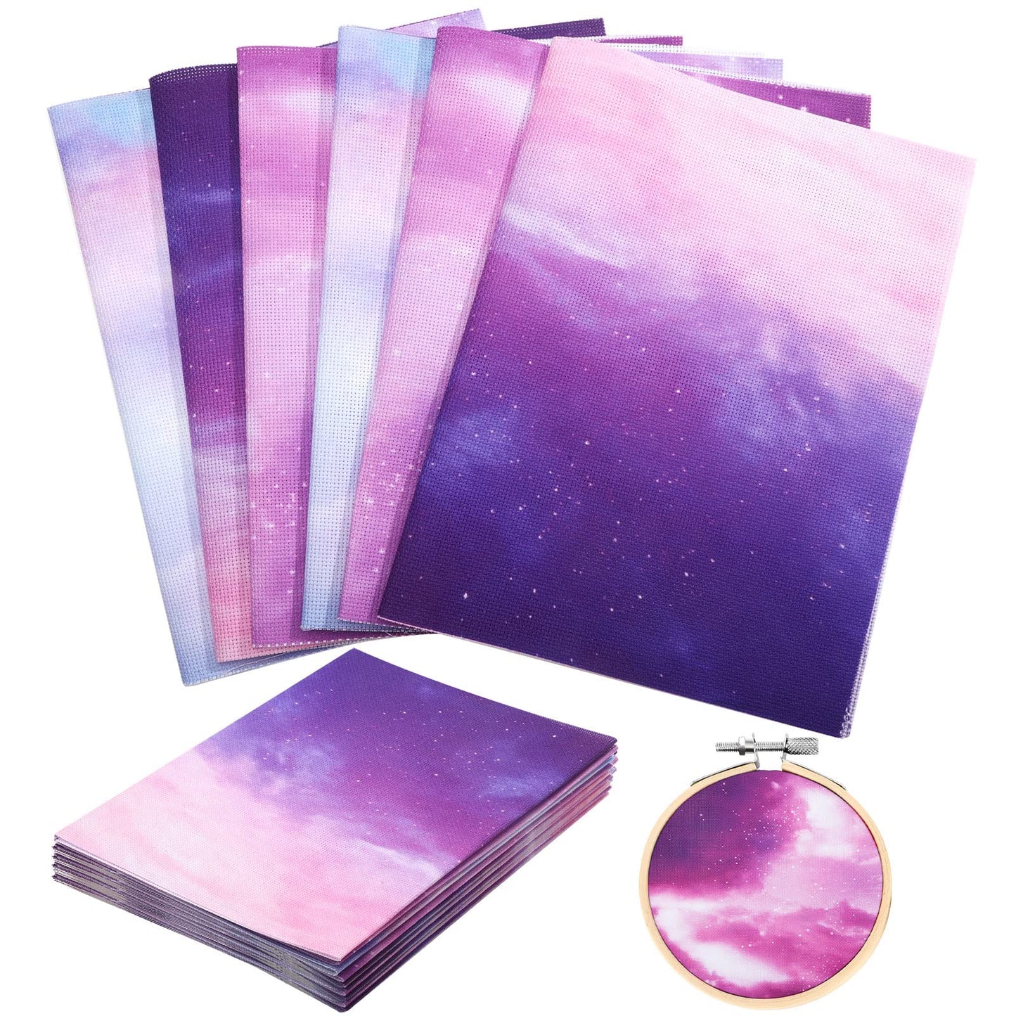 6 Pieces Aida Cloth 14 Count Embroidery Fabric 11.81 x 17.72 Inch Cross Aida Sky Printed Patterns Cross Cloth Embroidery for DIY Art Craft Handwork