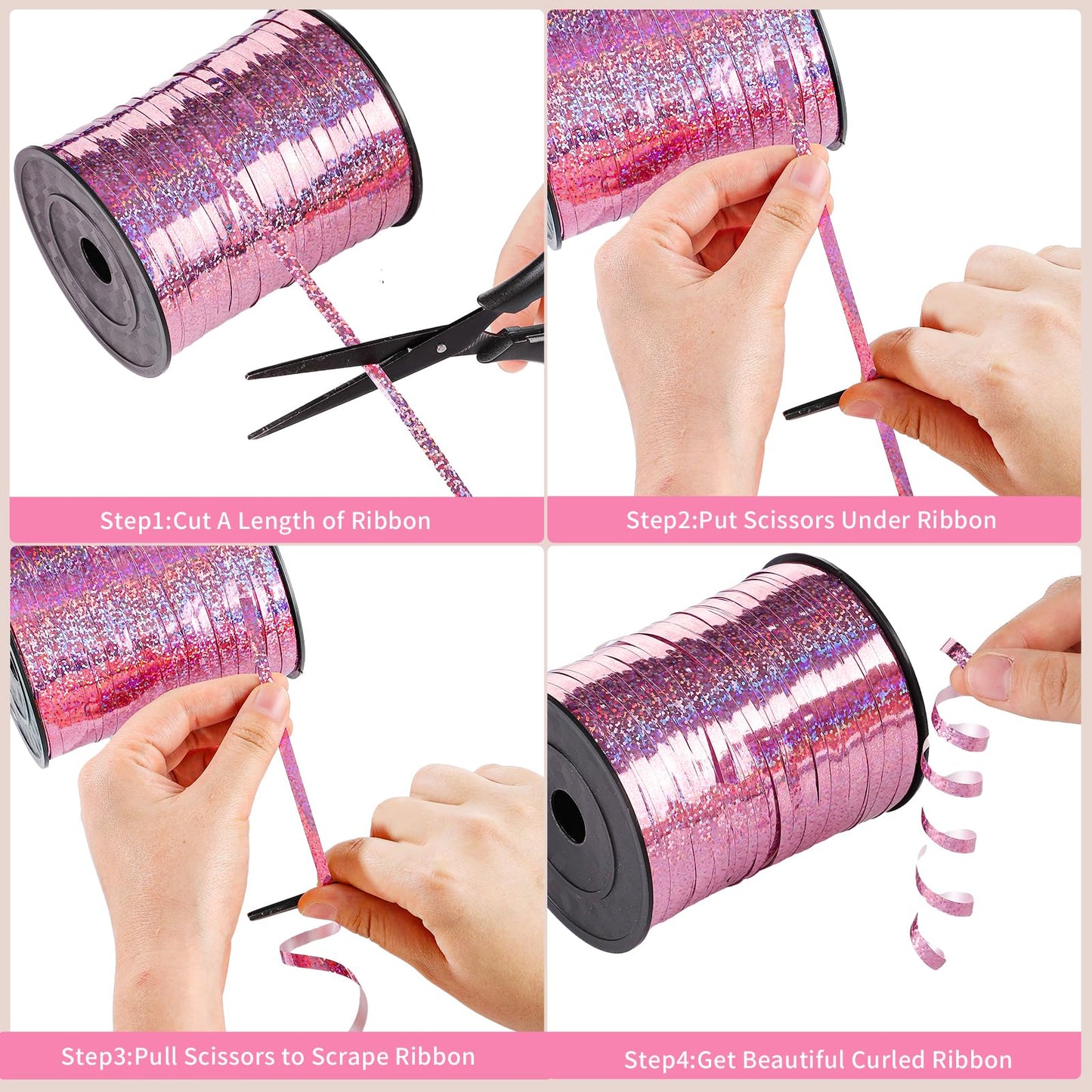600 Yards Pink Shiny Balloon String Ribbon 1/5 Inch Thin Crafts Curling Ribbon Valentine Ribbon for Gift Wrapping Birthday Party Valentine's Day Decorations