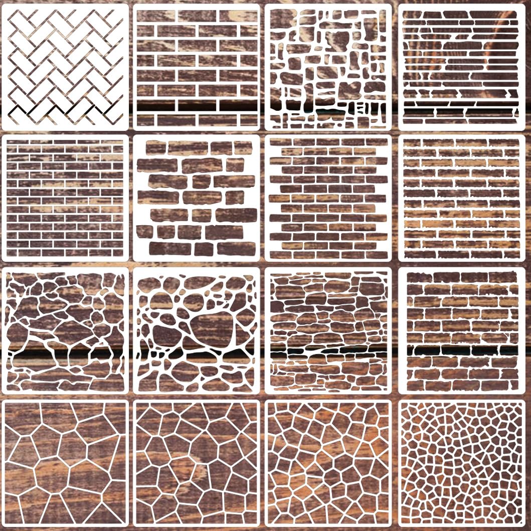 Brick Stencils for Crafts Reusable Texture Stencils Background Drawing Templates for Wood Fabric Furniture Decor
