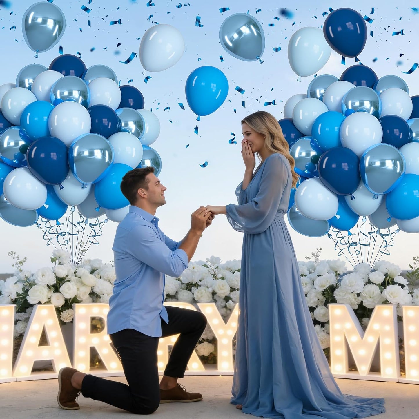 Life 71pcs Blue Balloons Set, 12 inch Metallic Pearl Light Navy Pastel Blue Latex Balloons for Birthday Wedding Bridal Baby Shower Graduation Party Decorations