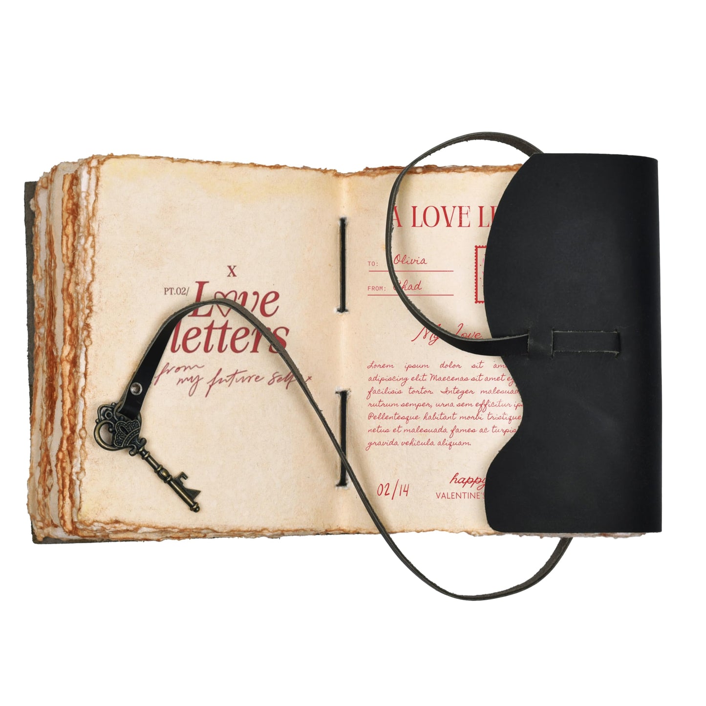 LEATHER VILLAGE Vintage Leather Journal – 200 Handmade Vintage Deckle Edge Paper – Leather bound Journal For Women Men – Vintage Key Closure - Book of Shadows - Black - 6X4 inches (A6)