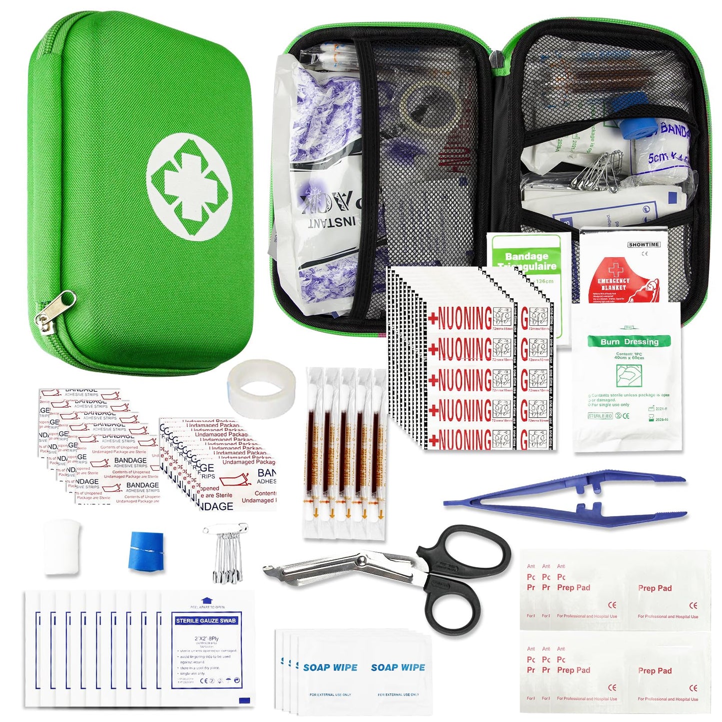 276 Car First Aid Kit for Business, Portable First Aid Kits Travel Szie Emergency Essentials Supplies for Outdoor Activities Skating Boating, Green AMORNING