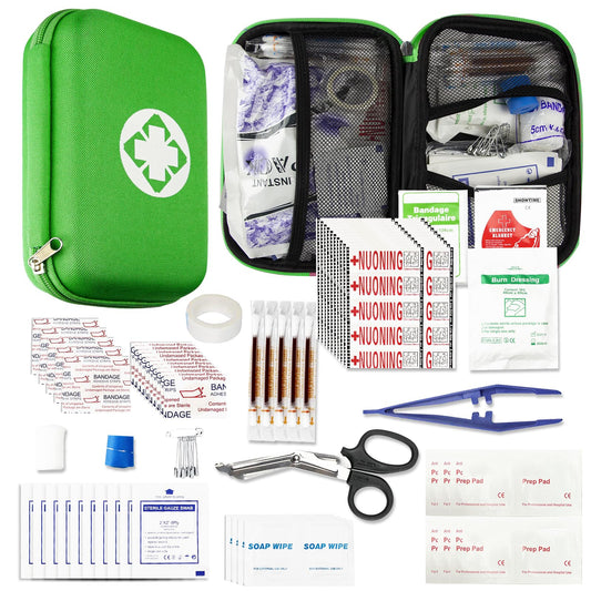 276 Car First Aid Kit for Business, Portable First Aid Kits Travel Szie Emergency Essentials Supplies for Outdoor Activities Skating Boating, Green AMORNING
