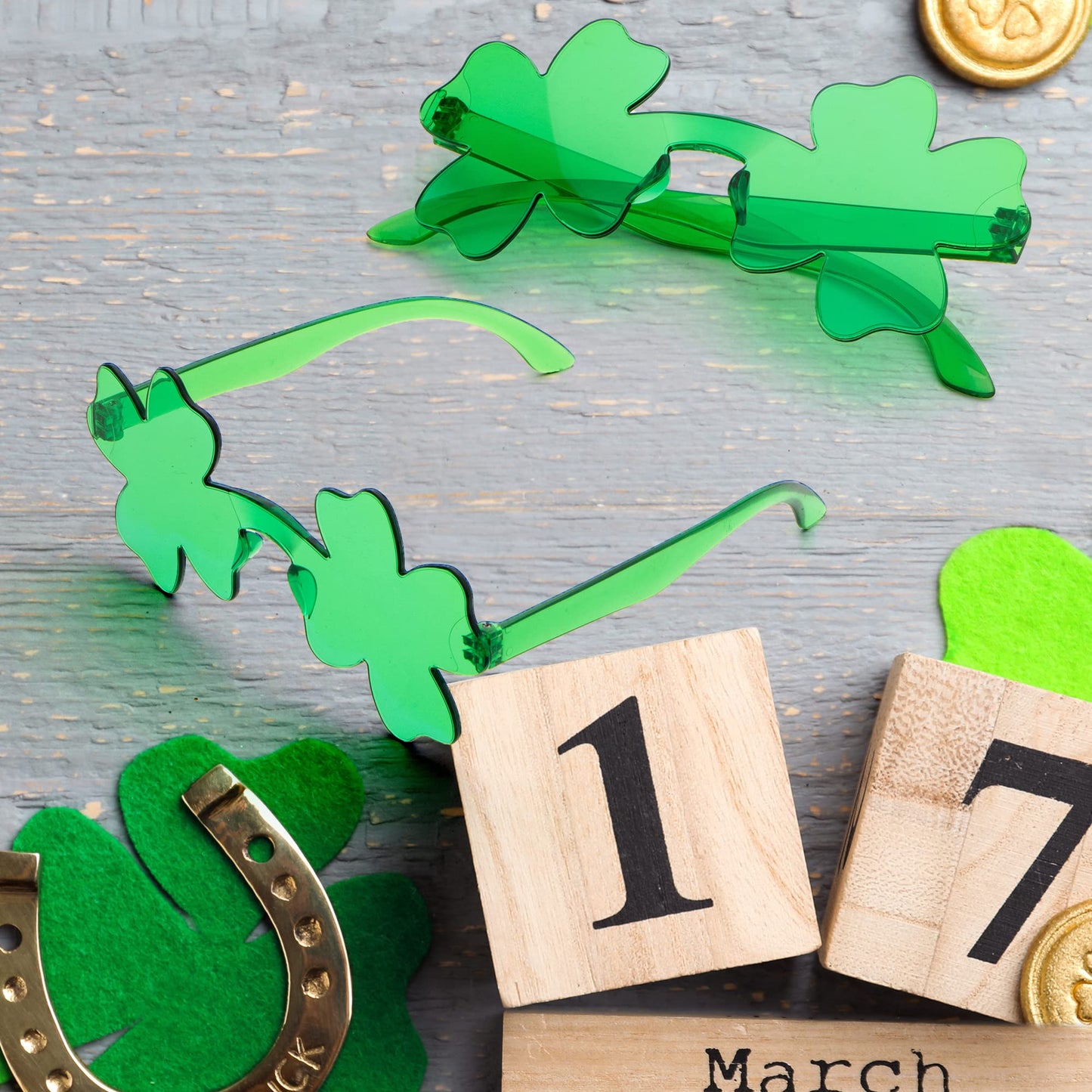 12 Pairs St. Patricks Day Shamrock Sunglasses, Shamrock Glasses Clover Eyewear, St Patrick Accessory Party Favor Supply