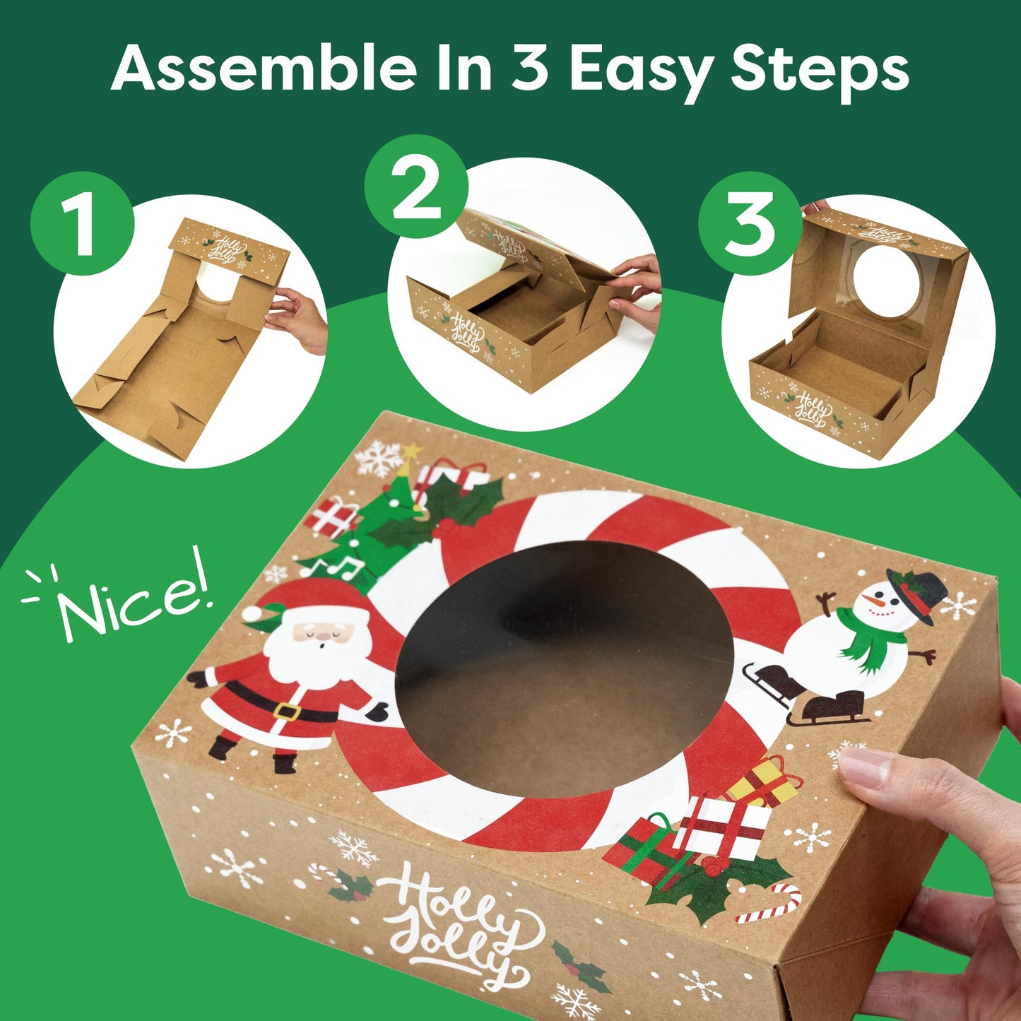 Christmas Cookie Boxes for Gift Giving - 12 Cookie Box Pack Kraft - Christmas Cookie Tins for Gift Giving, Christmas Treat Boxes, Holiday Cookie Boxes - Christmas Cookie Containers Tins With Lids