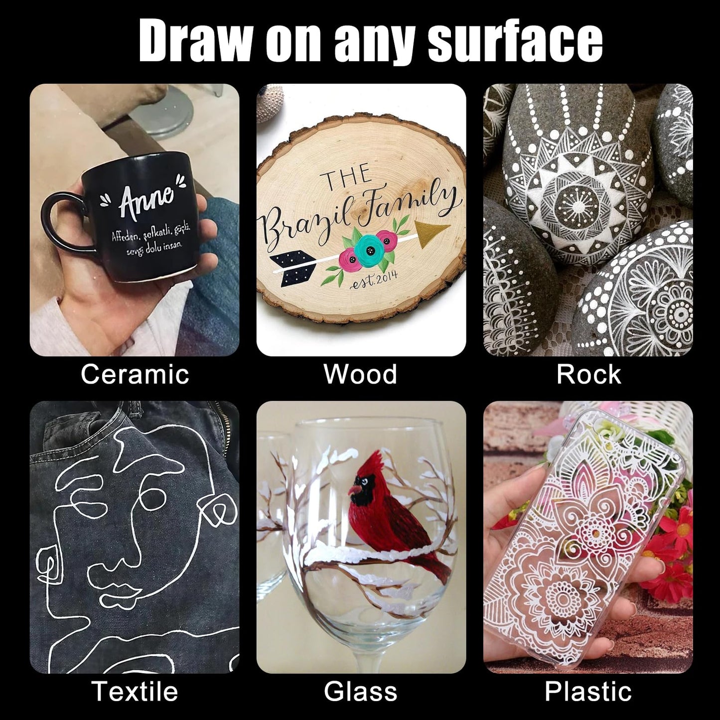 White Paint Pen White Paint Marker - 8 Pack Dual Tip Oil Based White Permanent Markers,Extra Fine Tip & Medium Fine Tip(0.7mm & 3mm),Quick Drying, Waterproof, Marker Pen for Fabric, Easter Egg, Glass