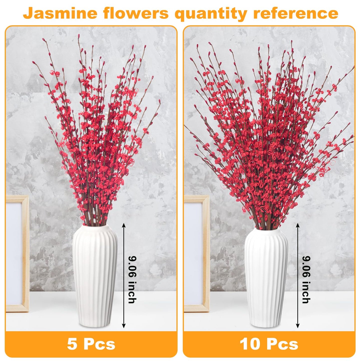 Wootkey 5 Pcs Valentine's Day Flowers Artificial Red Flowers 29.5" Long Stems Patriotic Picks with Mini Red Berry for DIY Floral Art Plant Wedding Home Office Table Decorations