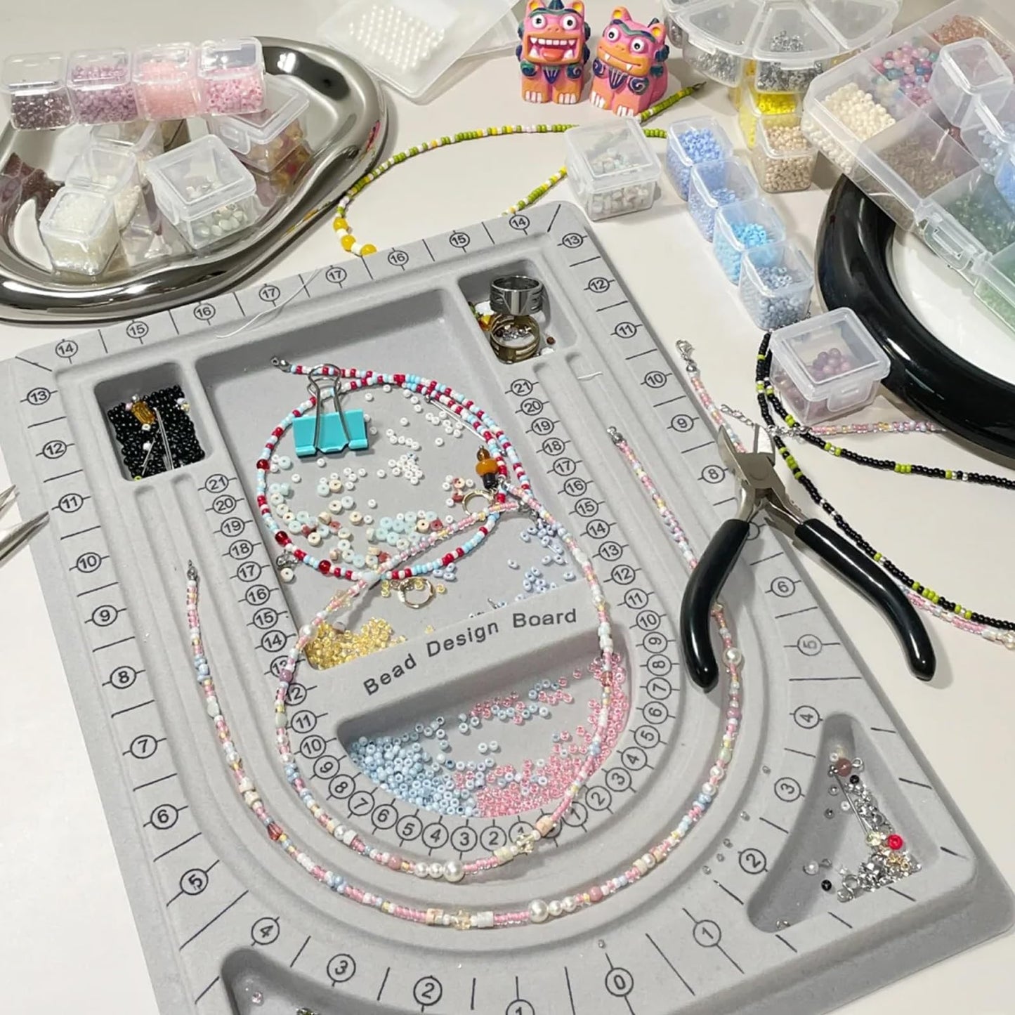 Bead plate, bead measuring plate, jewelry design tray, bead design table, suitable for necklace, jewelry production, design, measurement, DIY production