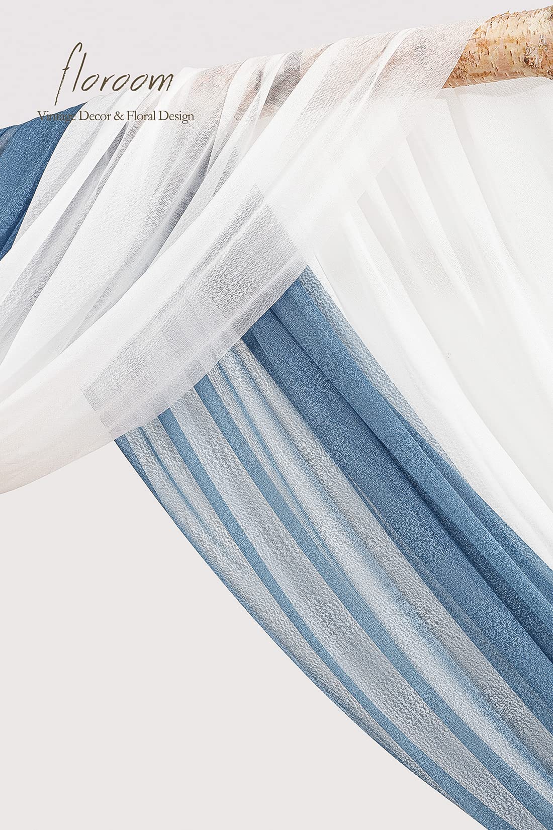 Wedding Arch Draping Fabric 2 Panels 20Ft Chiffon Fabric Drapes Arbor Drapery Wedding Ceremony Reception Swag Decorations (White & Dusty Blue)