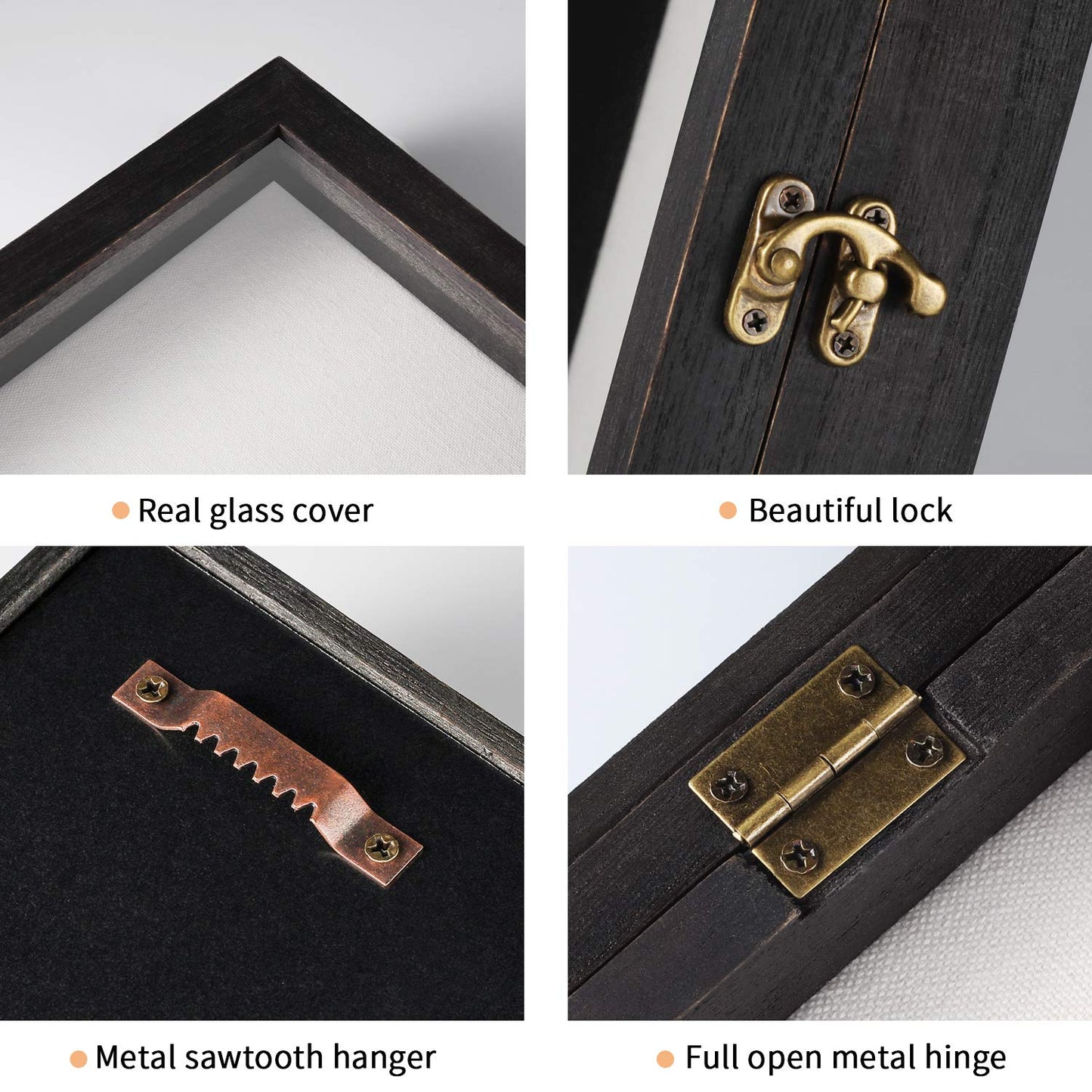 Shadow Box for Flowers 8 x 10 Shadowbox Display Case Picture Frame with Glass Window Door Wedding Bouquet Memorabilia Medals Military Photos Memory Box for Keepsakes - Rustic Black