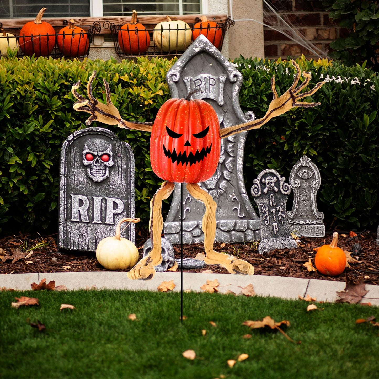 Arrowbash Set of 4 Bendable Pumpkin Arms and Legs Scary Outdoor Halloween Pumpkin Decor Spooky Vine Design Halloween Outdoor Decorations for Outside Porch Yard