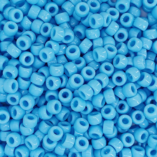 MIIIM 1200PCS 6x9mm Pony Beads Bulk, Light Blue Kandi Beads for Bracelets Making Kit, Hair Braids Crafts for Jewelry Making (Light Blue)